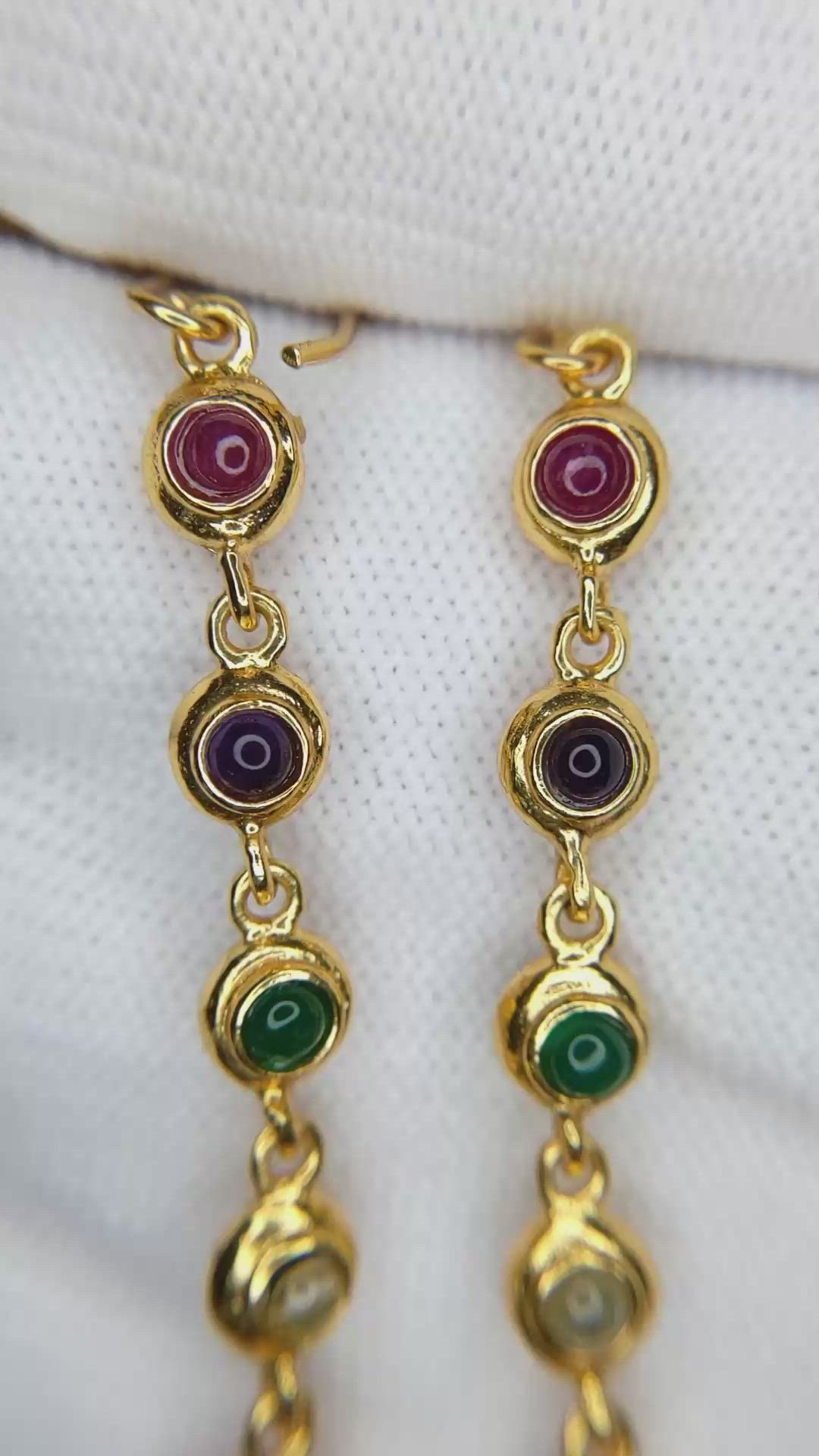 1.66&nbsp;Ct.Tw.Total Carat Weight Ruby, Amethyst, Quartz, Agate and Carnelian Bezel Earrings, 22K Gold Plated Silver Size Video