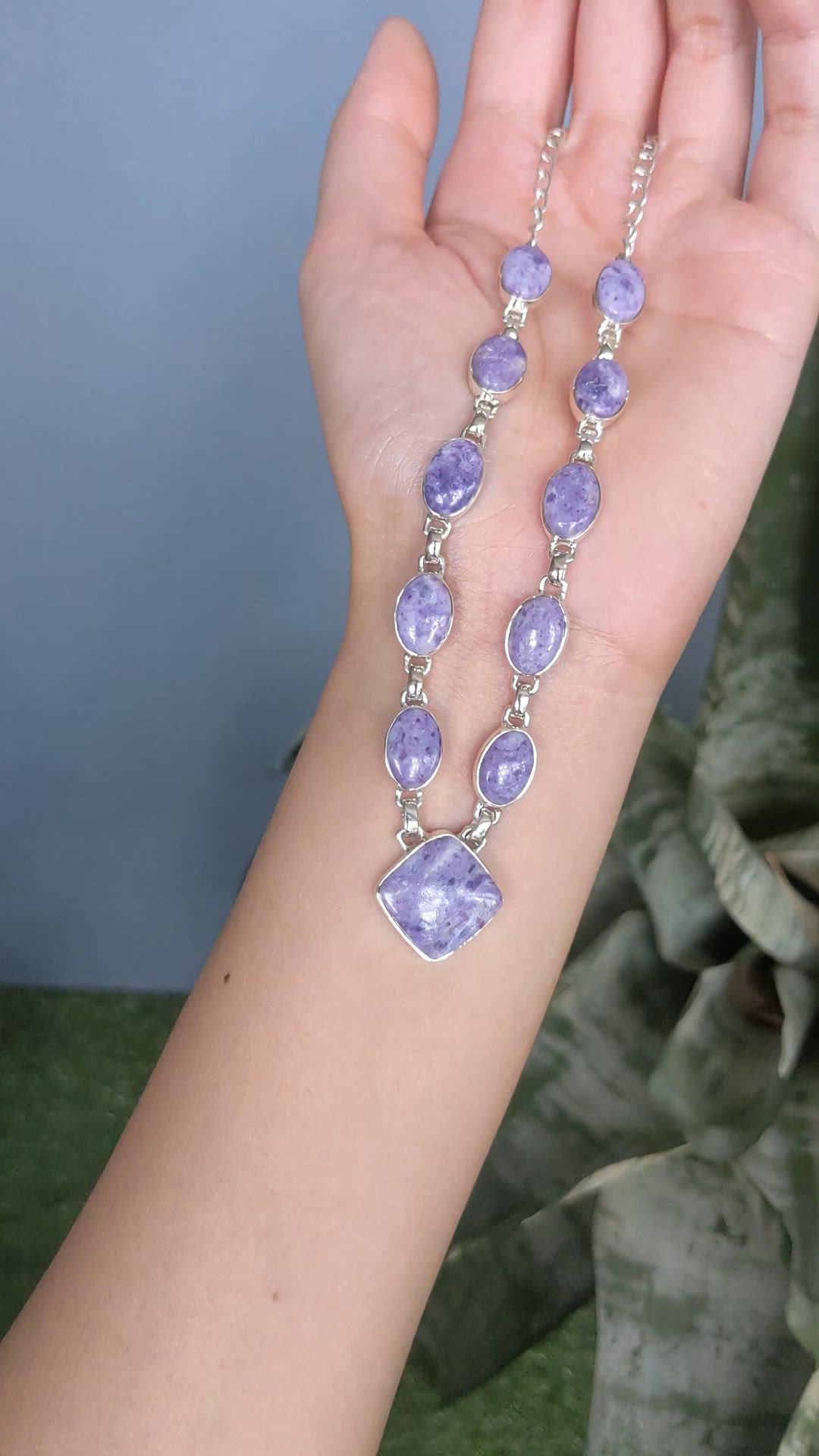 3.73 Ct. Purple Fluorite Bezel Necklace, Silver Size Video
