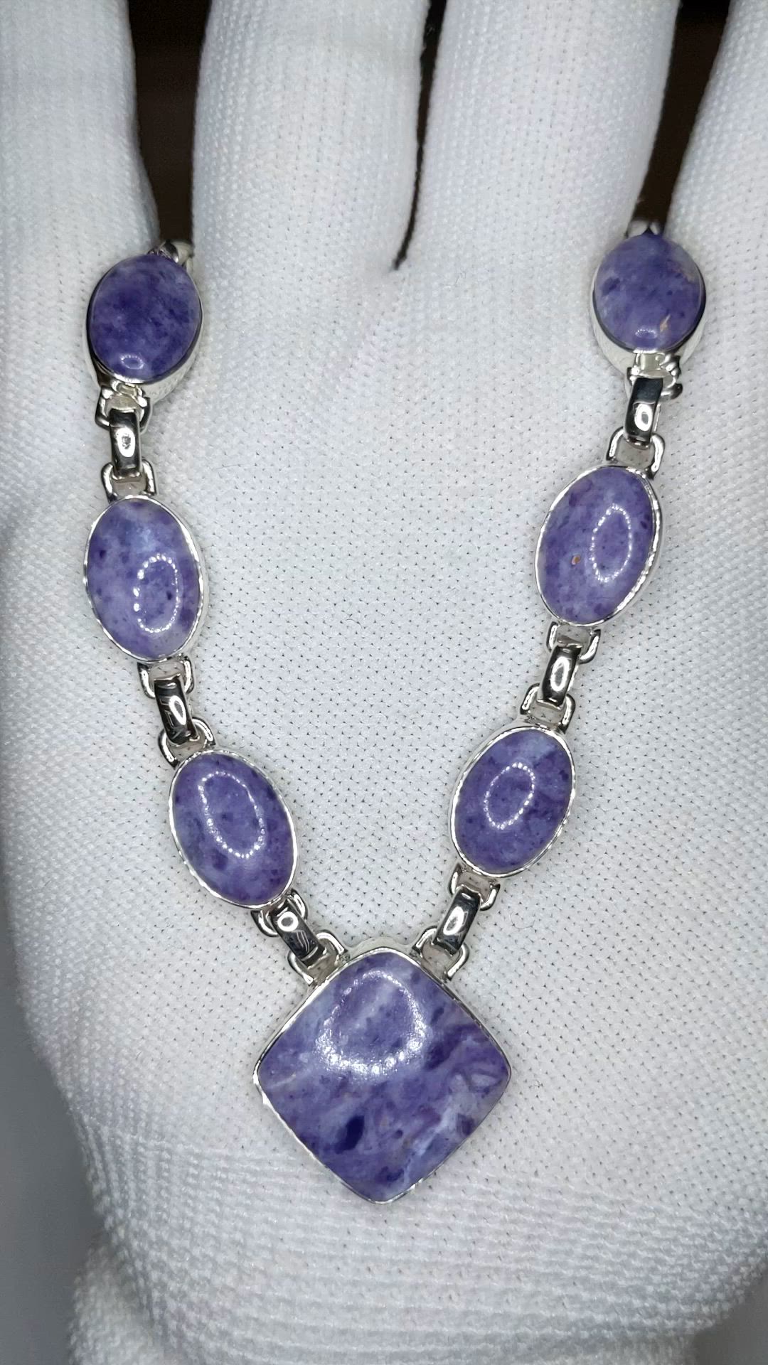 3.73 Ct. Purple Fluorite Bezel Necklace, Silver Size Video