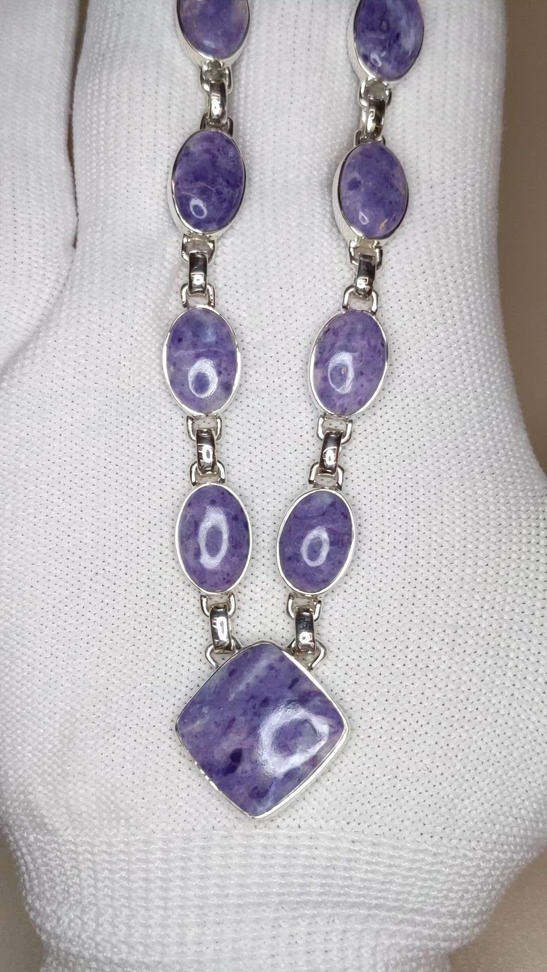 3.73 Ct. Purple Fluorite Bezel Necklace, Silver Size Video