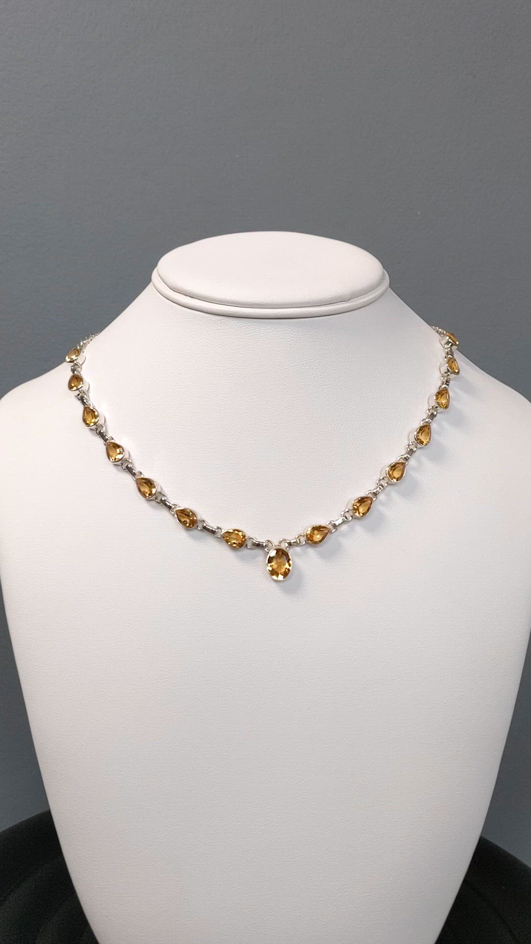 1.82 Ct. Yellow Citrine Bezel Necklace, Silver Size Video