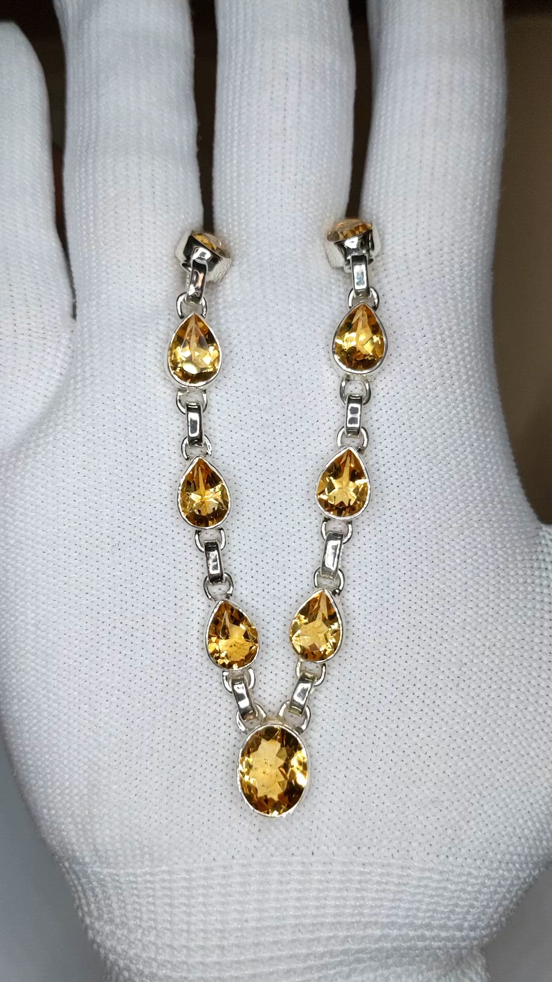 1.82 Ct. Yellow Citrine Bezel Necklace, Silver Size Video