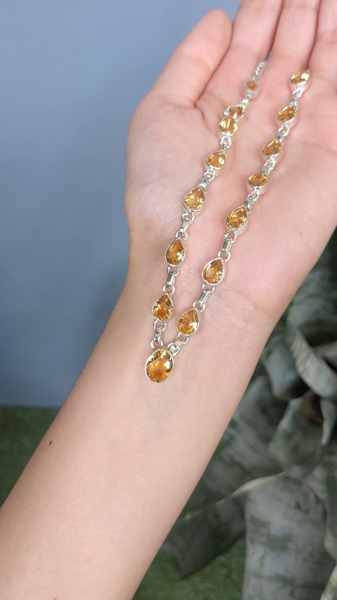 1.82 Ct. Yellow Citrine Bezel Necklace, Silver Size Video