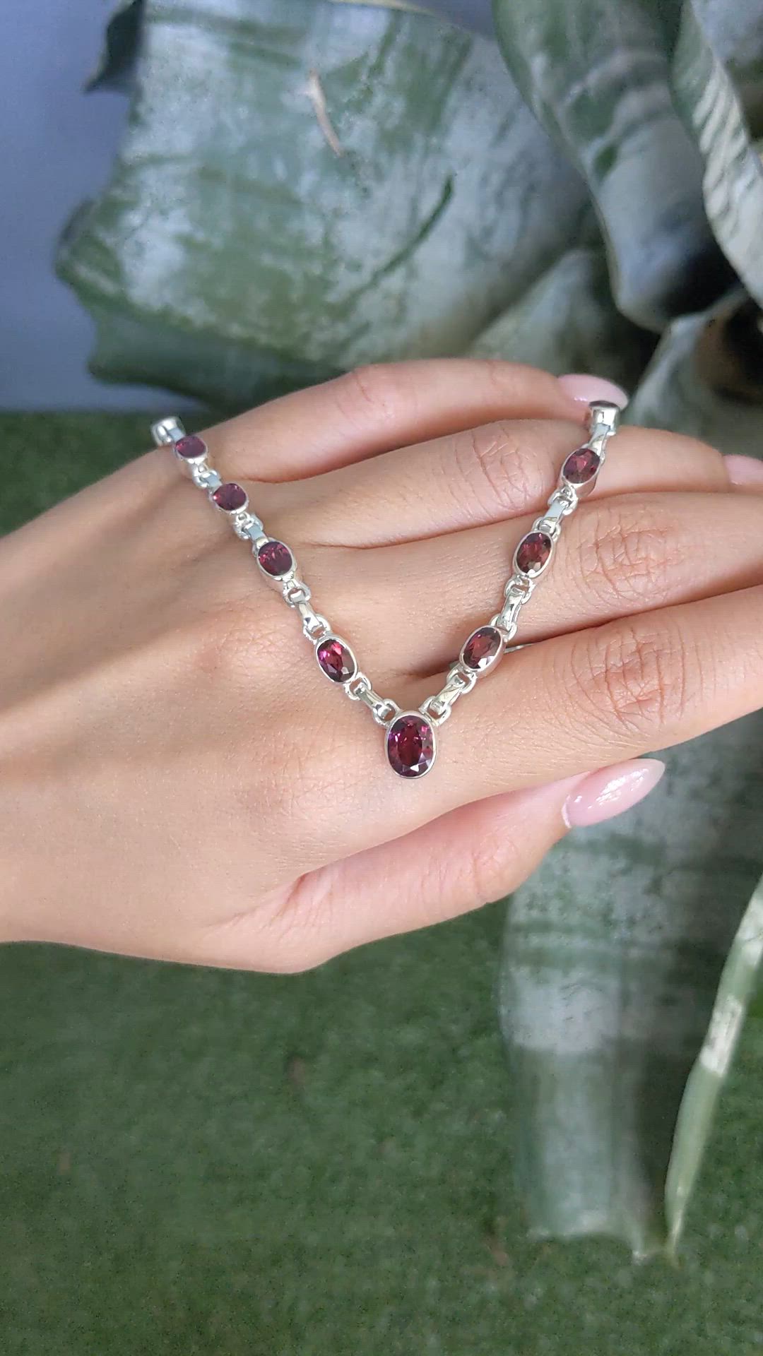 1.31 Ct. Purplish Red Rhodolite Garnet Bezel Necklace, Silver Size Video