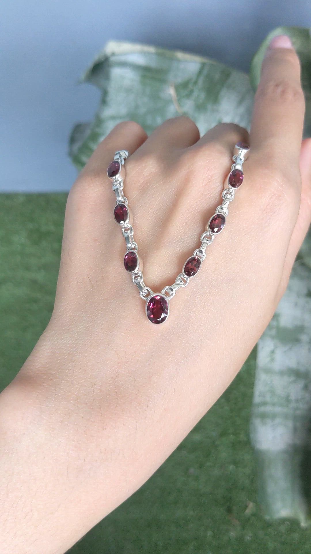 1.31 Ct. Purplish Red Rhodolite Garnet Bezel Necklace, Silver Size Video