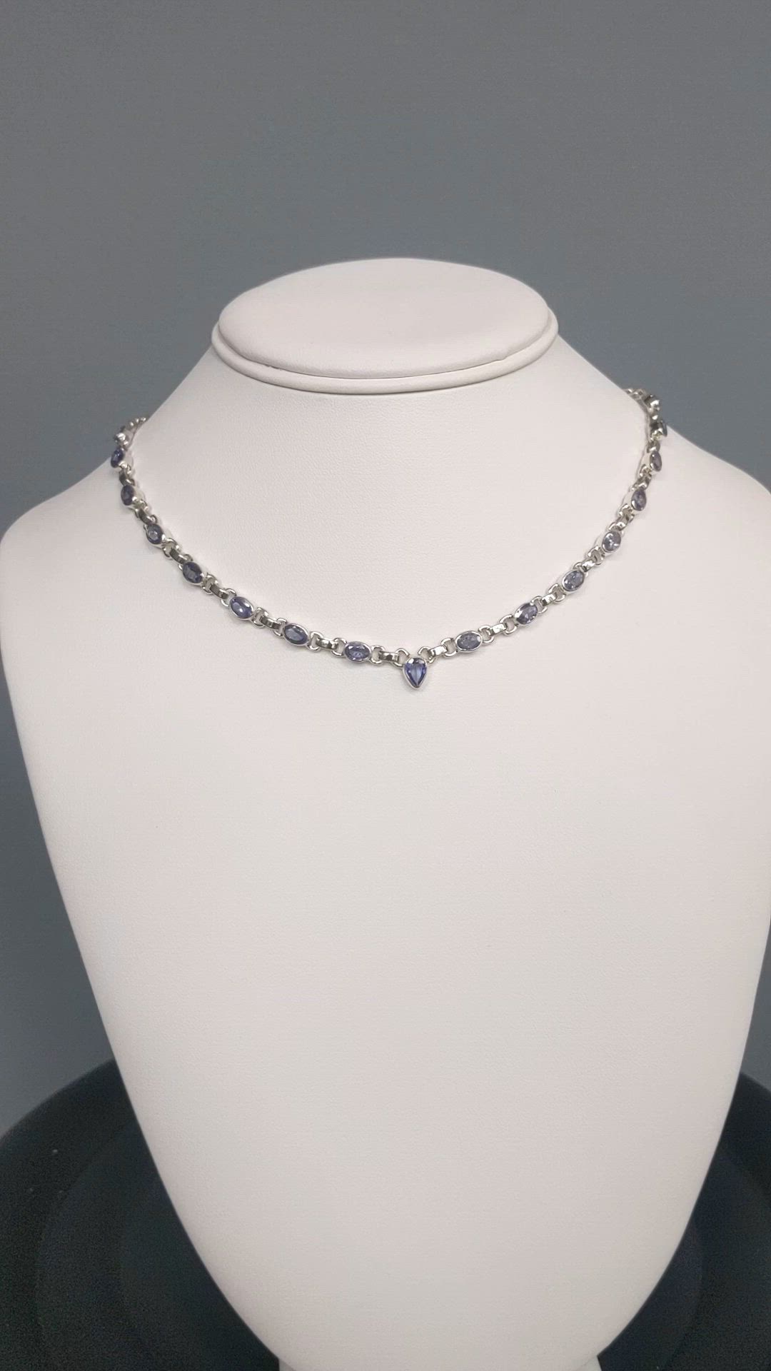 0.67 Ct. Violet Tanzanite Bezel Necklace, Silver Size Video