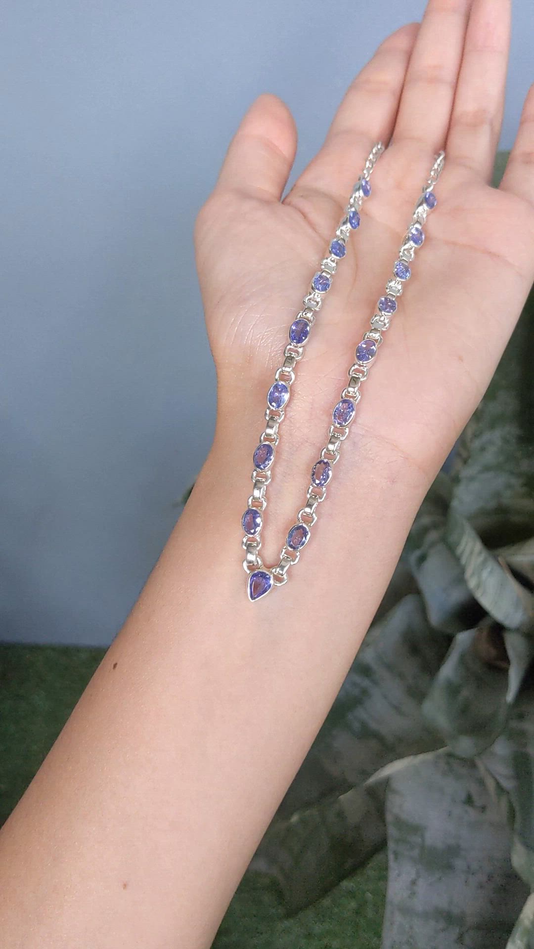0.67 Ct. Violet Tanzanite Bezel Necklace, Silver Size Video
