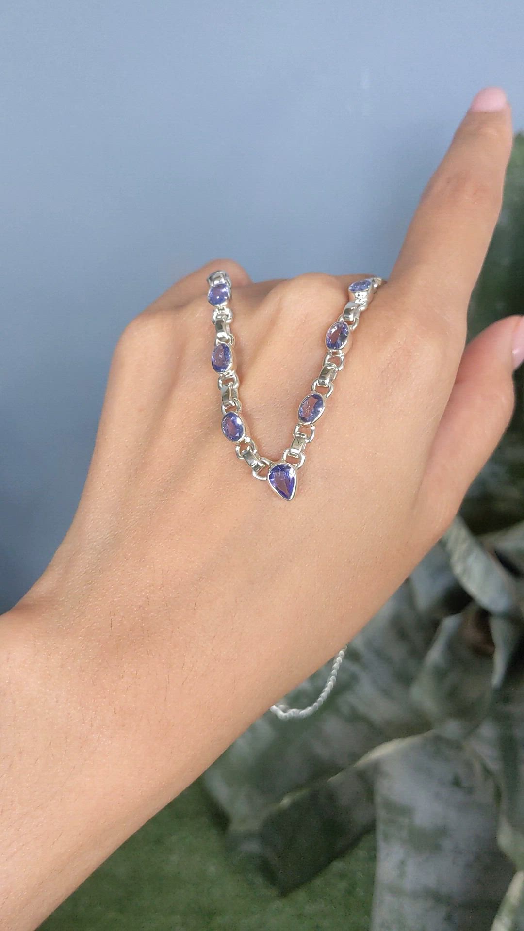 0.67 Ct. Violet Tanzanite Bezel Necklace, Silver Size Video
