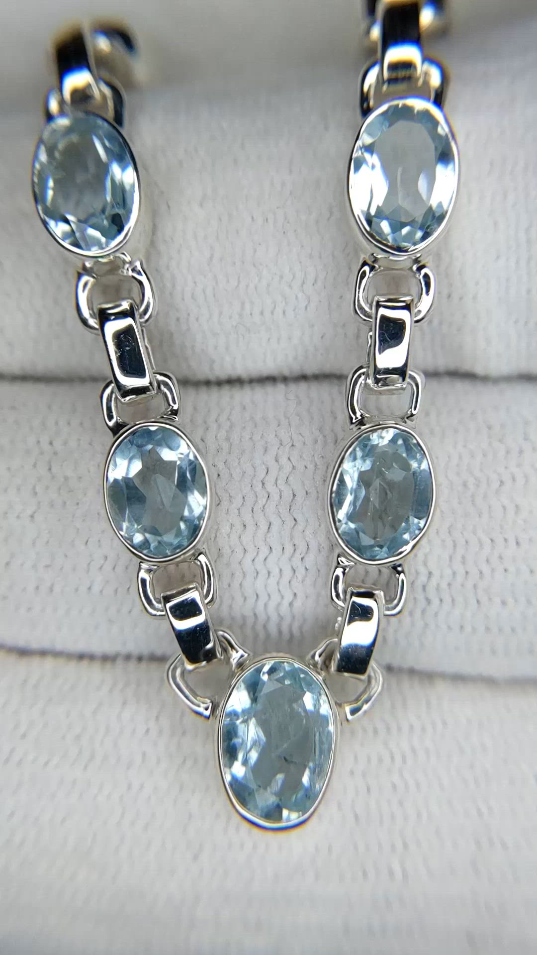 0.65 Ct. Blue Aquamarine and Sky Blue Aquamarine Bezel Necklace, Silver Size Video