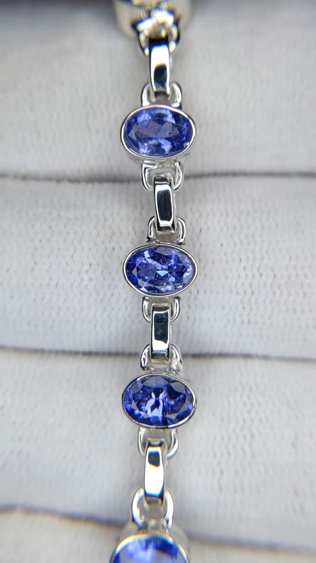 5.71 Ct.Tw.Total Carat Weight Violetish Blue Tanzanite Bezel Bracelet, Silver Size Video