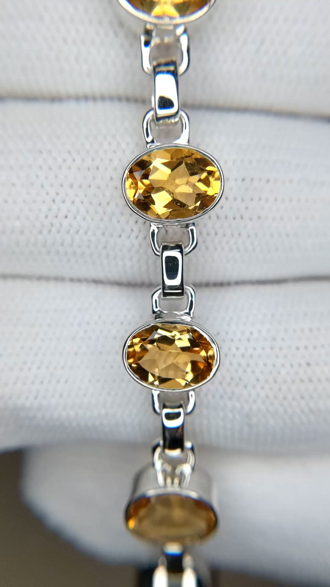 10.53 Ct.Tw.Total Carat Weight Yellow Citrine Bezel Bracelet, Silver Size Video