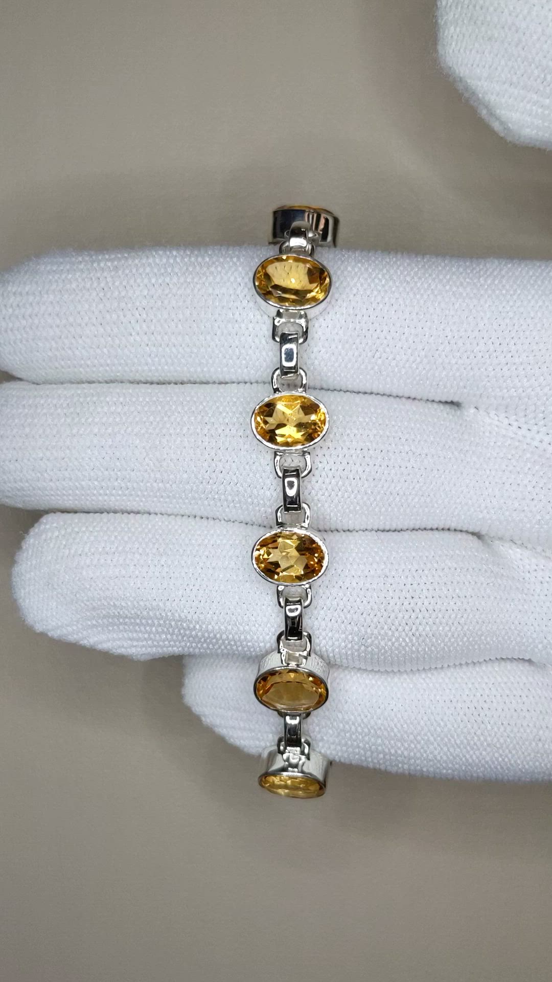 10.53 Ct.Tw.Total Carat Weight Yellow Citrine Bezel Bracelet, Silver Size Video
