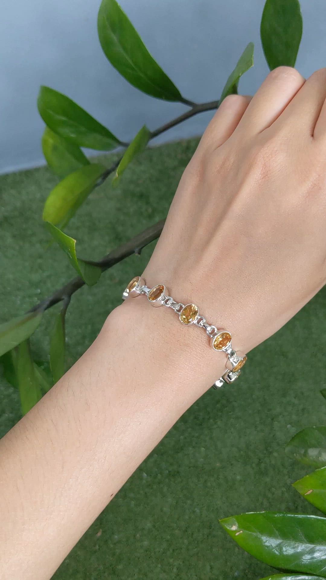 10.53 Ct.Tw.Total Carat Weight Yellow Citrine Bezel Bracelet, Silver Size Video