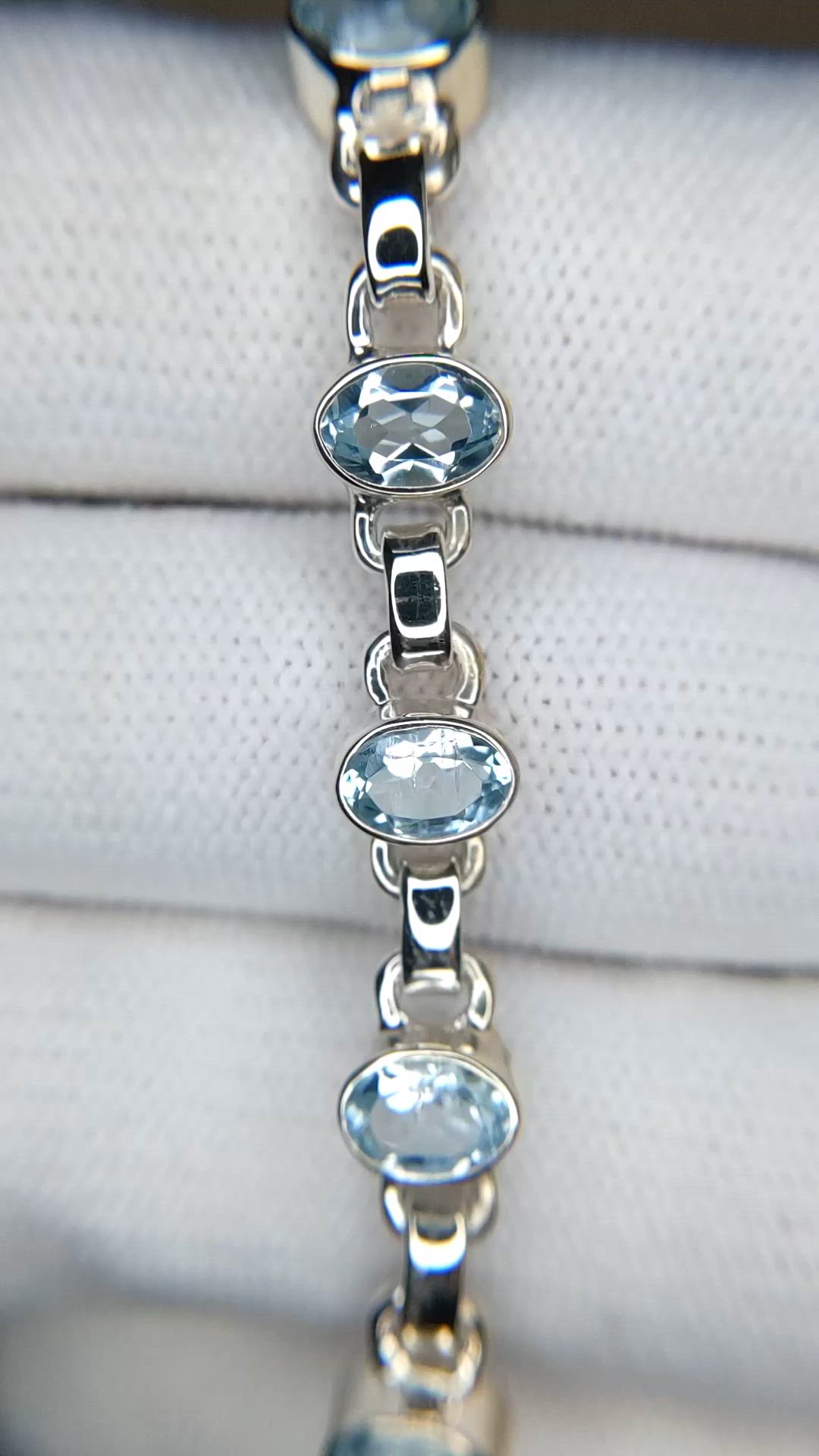 3.29 Ct.Tw.Total Carat Weight Blue Aquamarine Bezel Bracelet, Silver Size Video