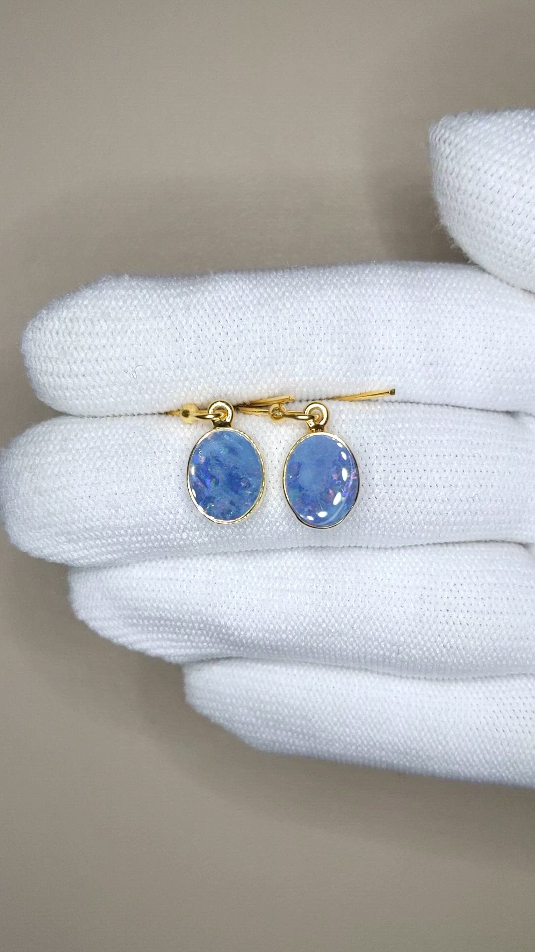 1.77&nbsp;Ct.Tw.Total Carat Weight Multi Color Opal Bezel Earrings, 18K Gold Plated Silver Size Video
