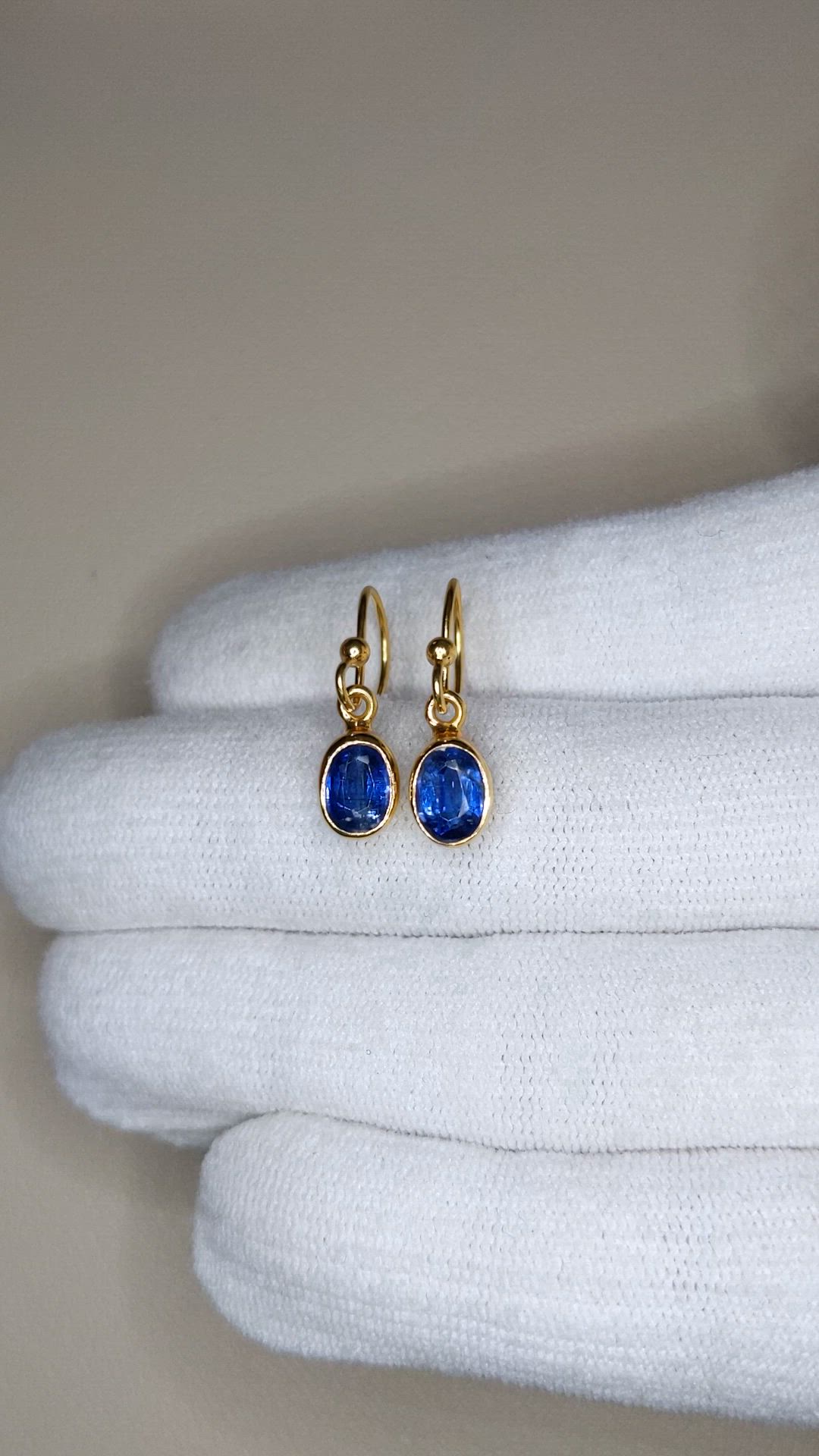 1.69 Ct.Tw.Total Carat Weight Blue Kyanite Drops Earrings, 18K Gold Plated Silver Size Video