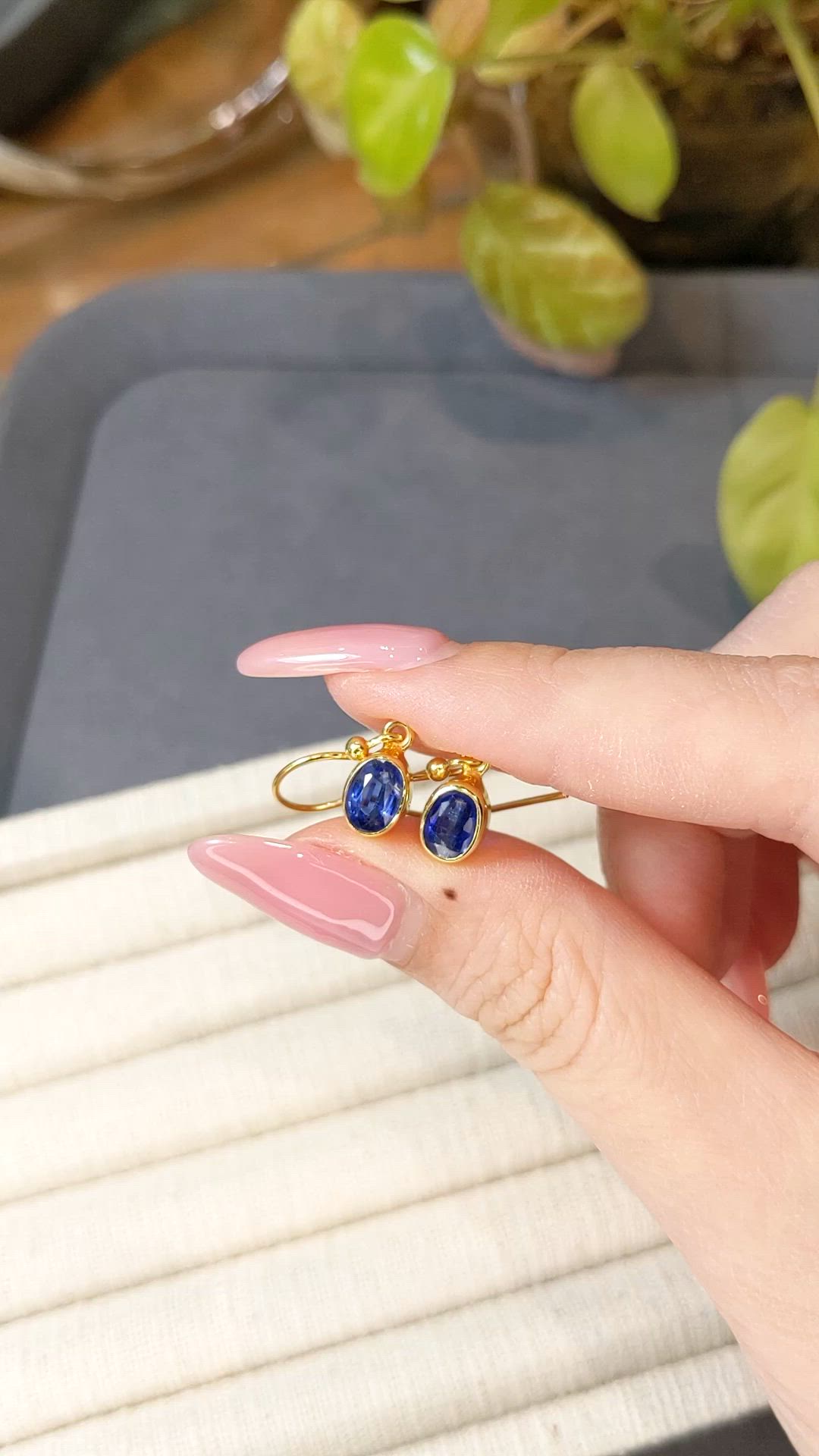 1.69 Ct.Tw.Total Carat Weight Blue Kyanite Drops Earrings, 18K Gold Plated Silver Size Video