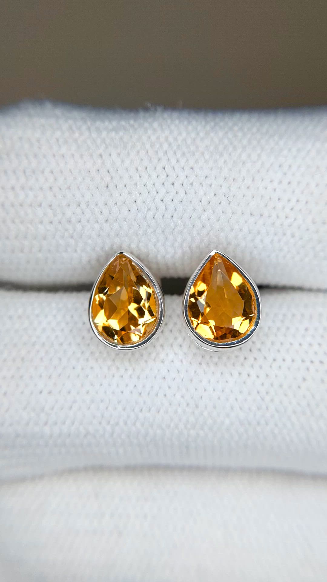 1.55 Ct.Tw.Total Carat Weight Yellow Citrine Studs Earrings, Silver Size Video