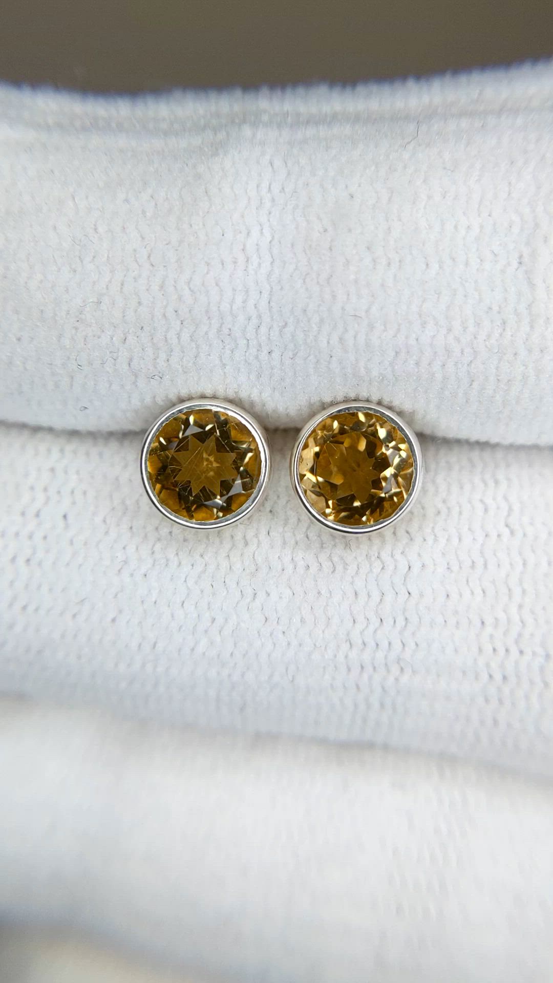 1.27 Ct.Tw.Total Carat Weight Yellow Citrine Studs Earrings, Silver Size Video