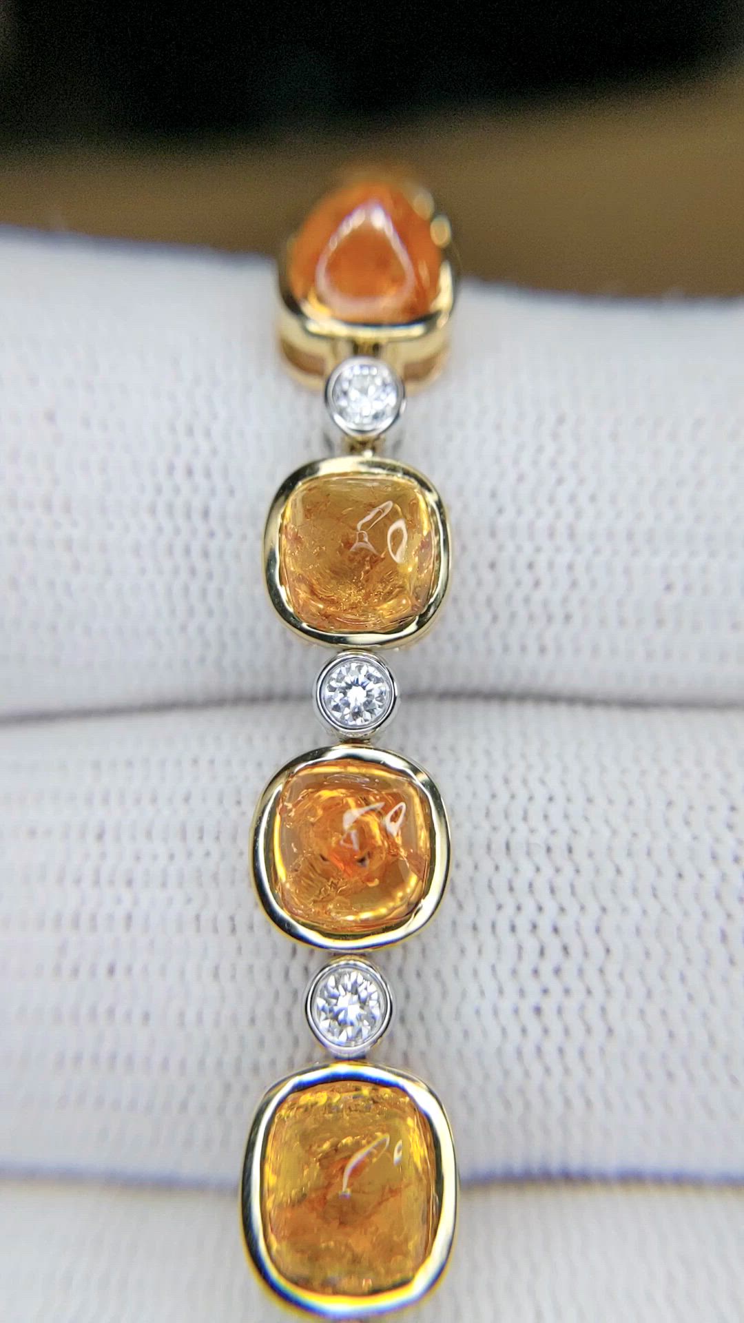 27.82&nbsp;Ct.Tw.Total Carat Weight Orange Spessartite Garnet and Natural Diamond Tennis/Line Bracelet, 18K White & Yellow Size Video