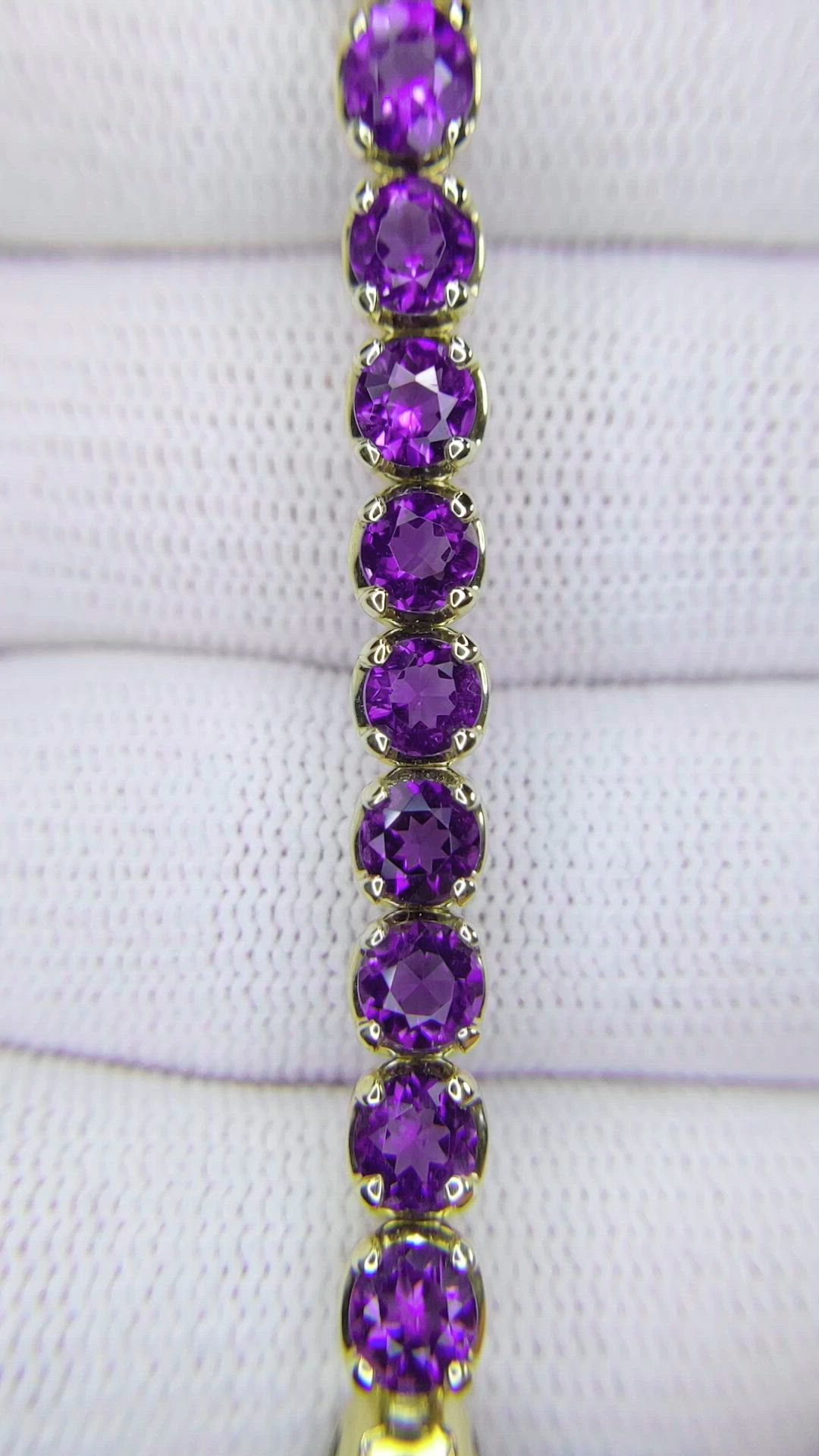 8.60 Ct.Tw.Total Carat Weight Purple Amethyst Tennis/Line Bracelet, 14K Yellow Gold Size Video