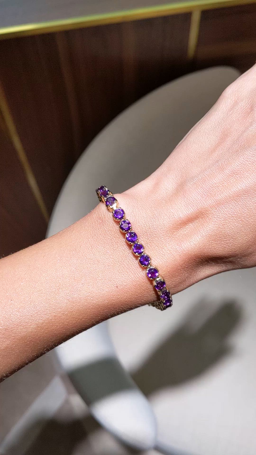 8.60 Ct.Tw.Total Carat Weight Purple Amethyst Tennis/Line Bracelet, 14K Yellow Gold Size Video