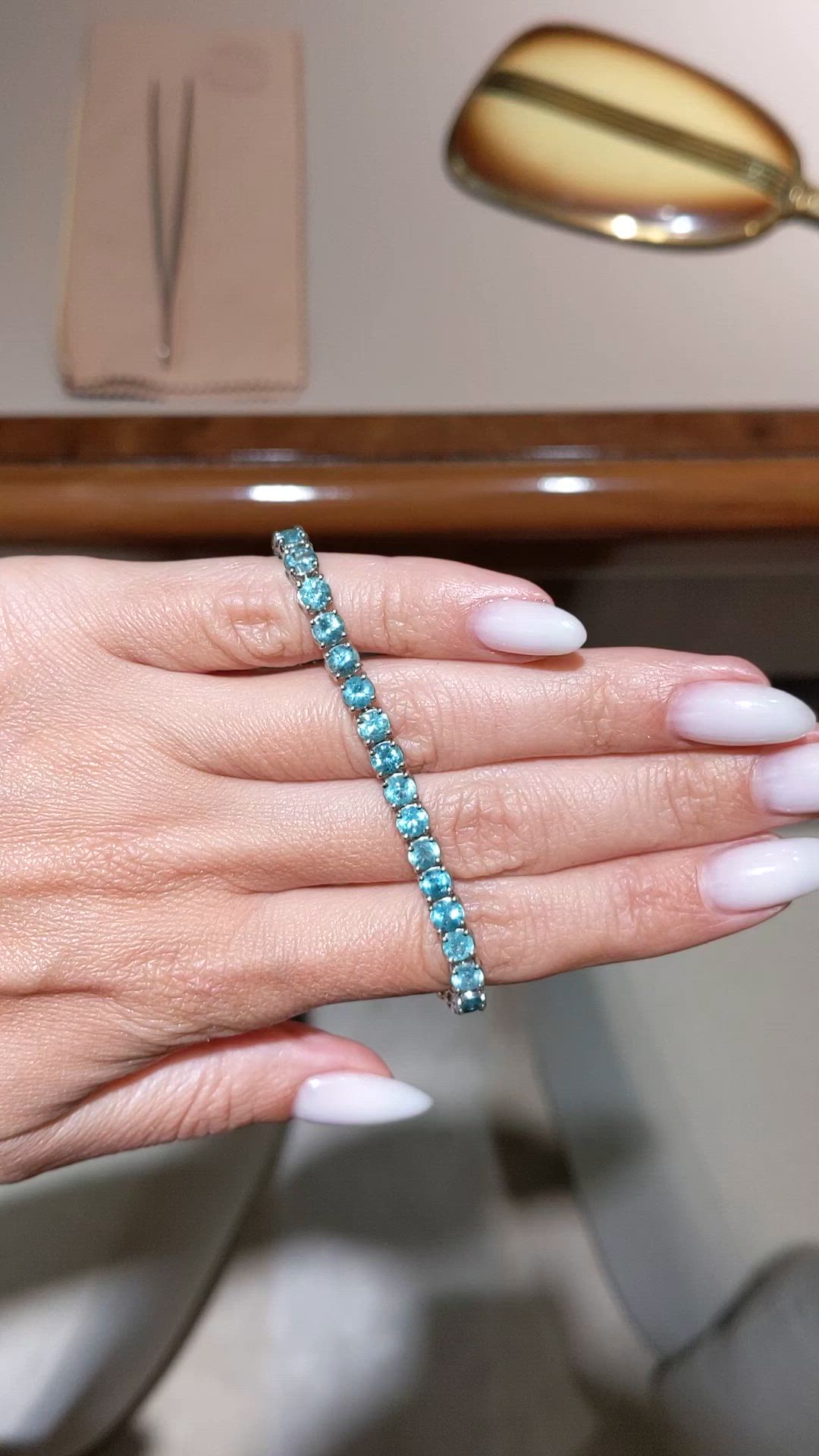 10.41 Ct.Tw.Total Carat Weight Greenish Blue Paraiba Tourmaline Tennis/Line Bracelet, Platinum 950 Size Video