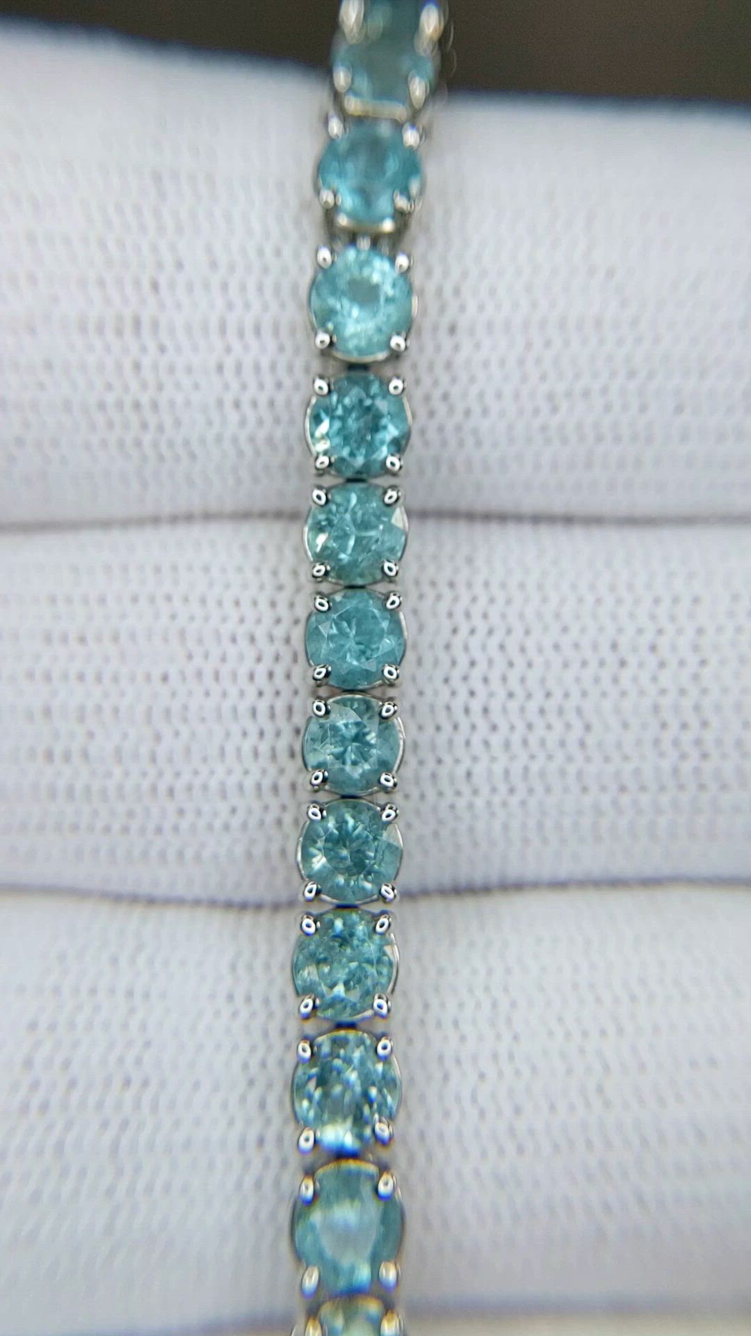 10.41 Ct.Tw.Total Carat Weight Greenish Blue Paraiba Tourmaline Tennis/Line Bracelet, Platinum 950 Size Video