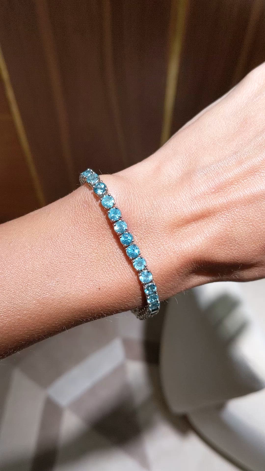 10.41 Ct.Tw.Total Carat Weight Greenish Blue Paraiba Tourmaline Tennis/Line Bracelet, Platinum 950 Size Video