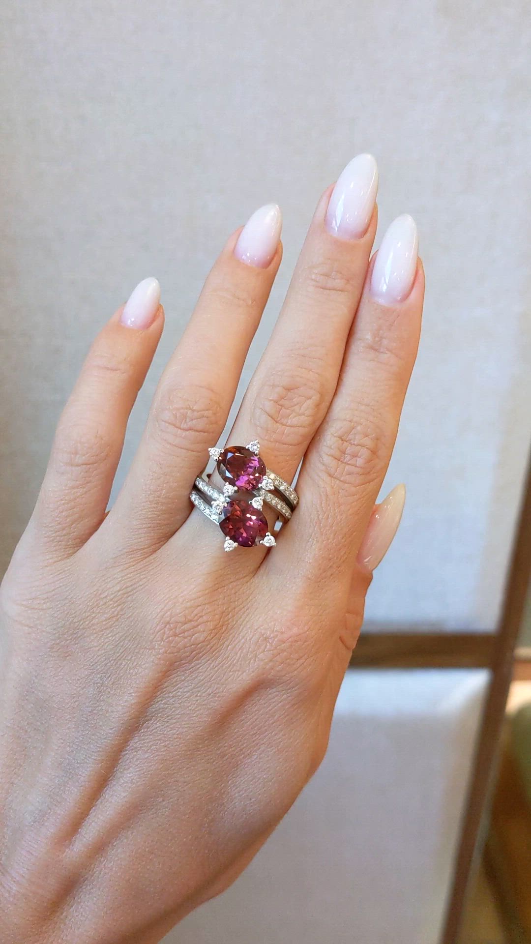 5.00 Ct. Reddish Brown Tourmaline and Natural Diamond Two Stone (toi et moi) Ring, 18K White Gold Size Video