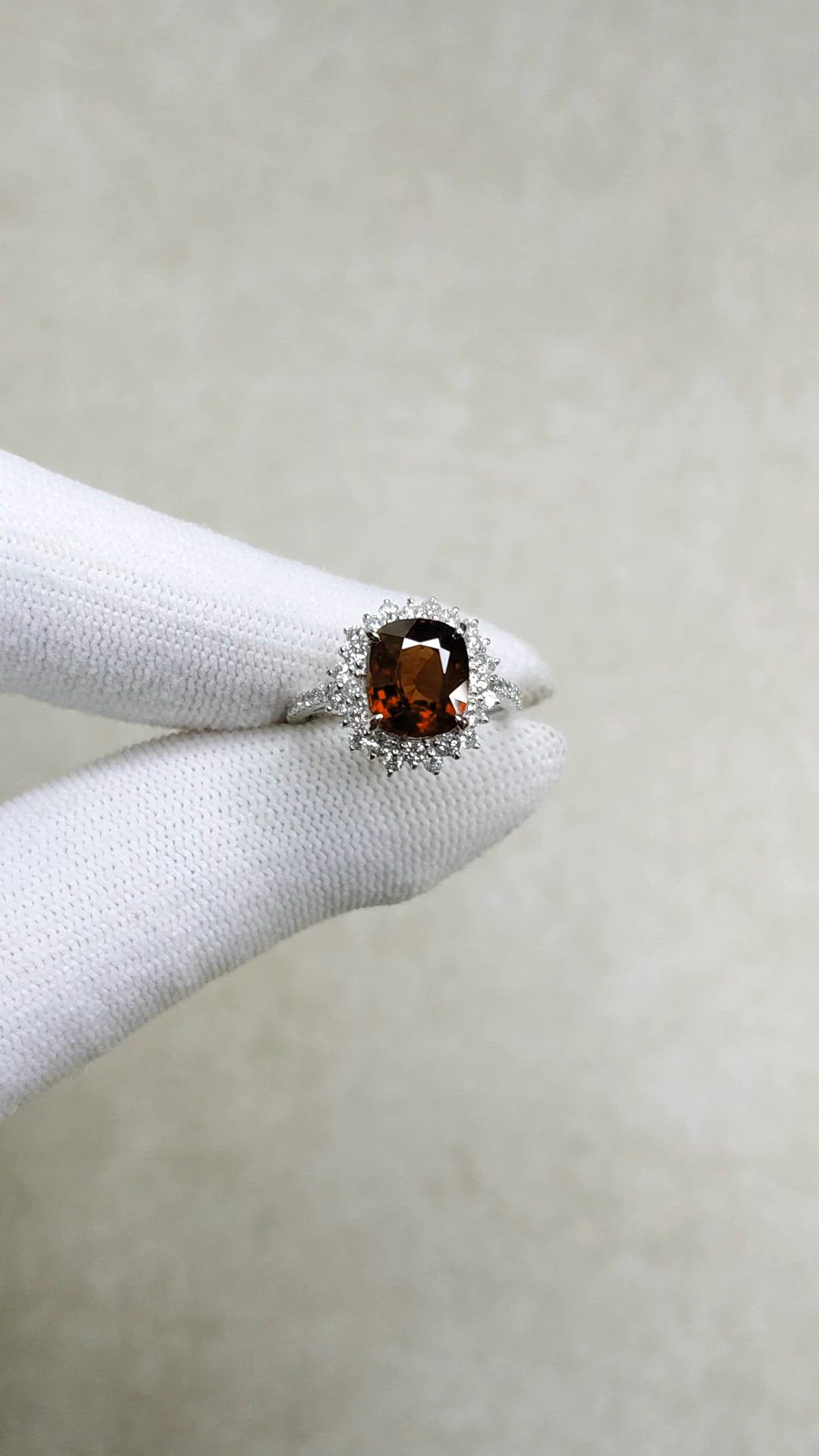 2.37 Ct. Red Spinel and Natural Diamond Pave Ring, Platinum 900 Size Video