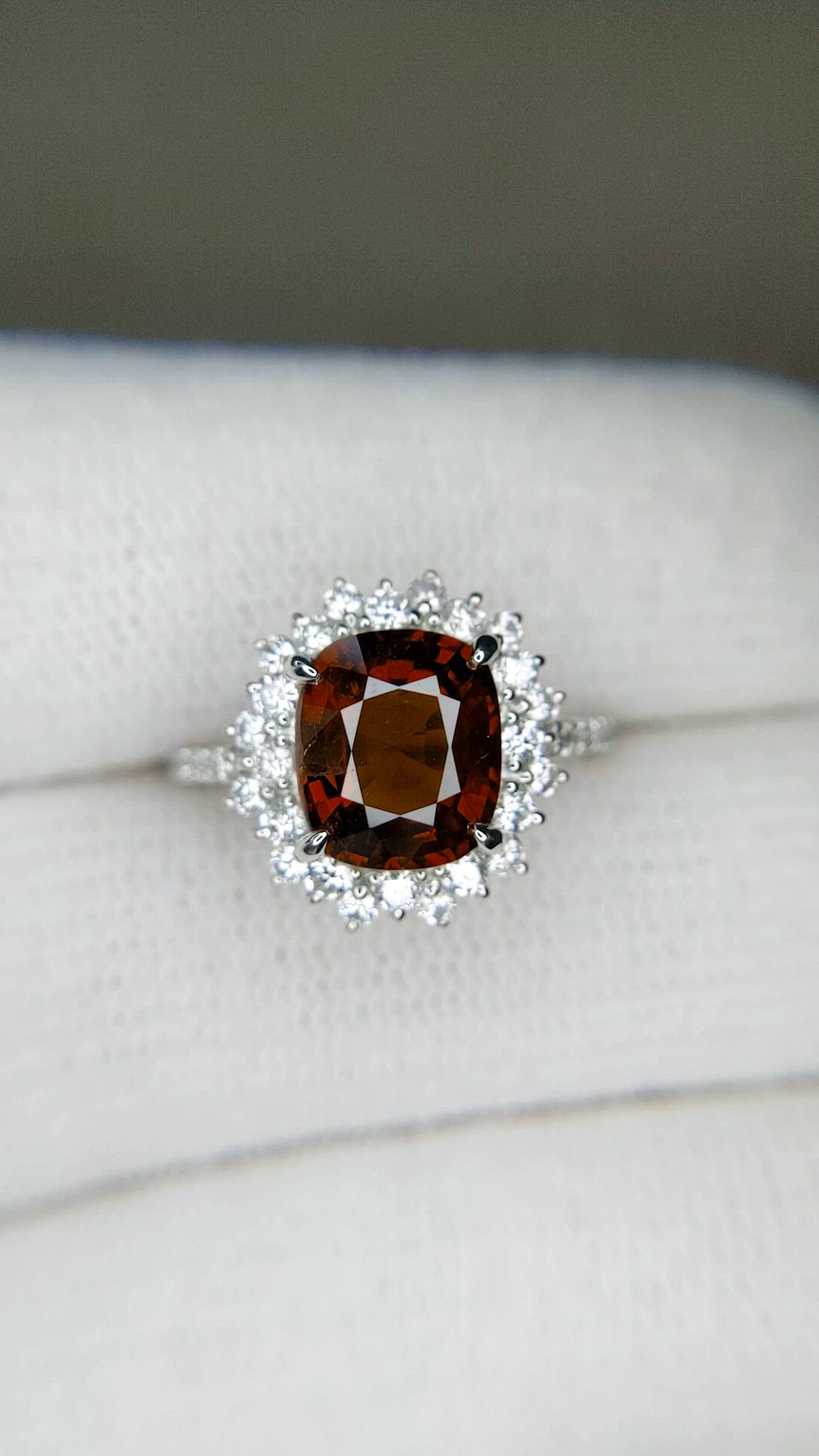 2.37 Ct. Red Spinel and Natural Diamond Pave Ring, Platinum 900 Size Video