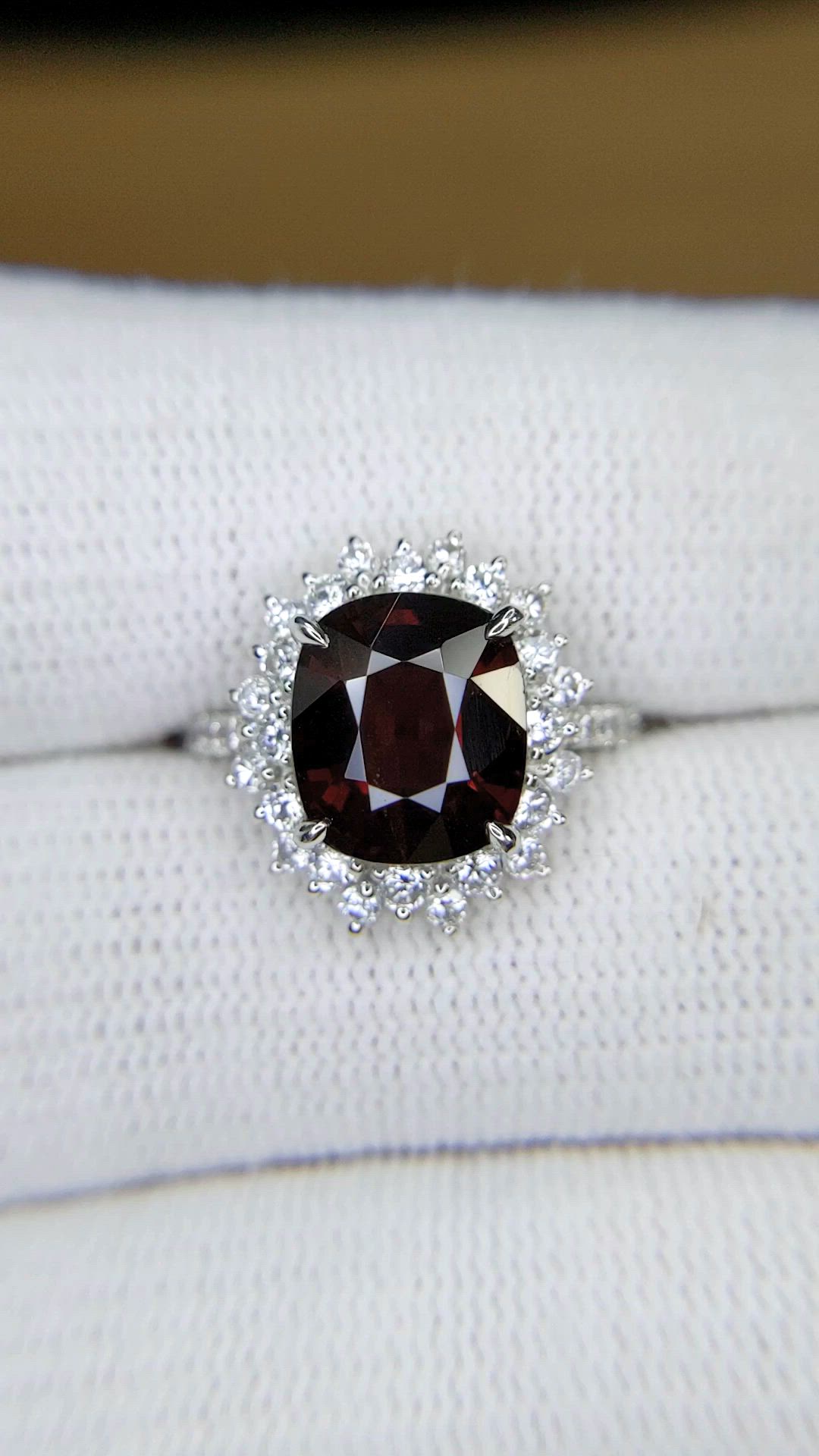 3.29 Ct. Red Spinel and Natural Diamond Pave Ring, Platinum 900 Size Video