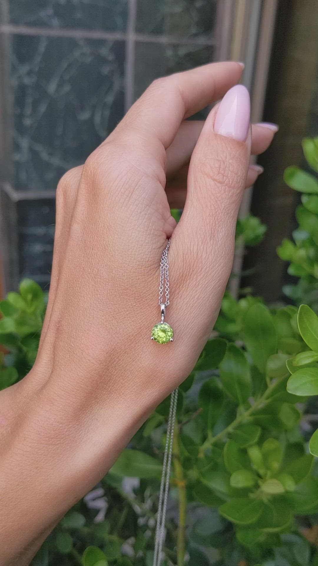 1.00 Ct. Green Peridot Solitaire Pendant, 14K White Gold Size Video