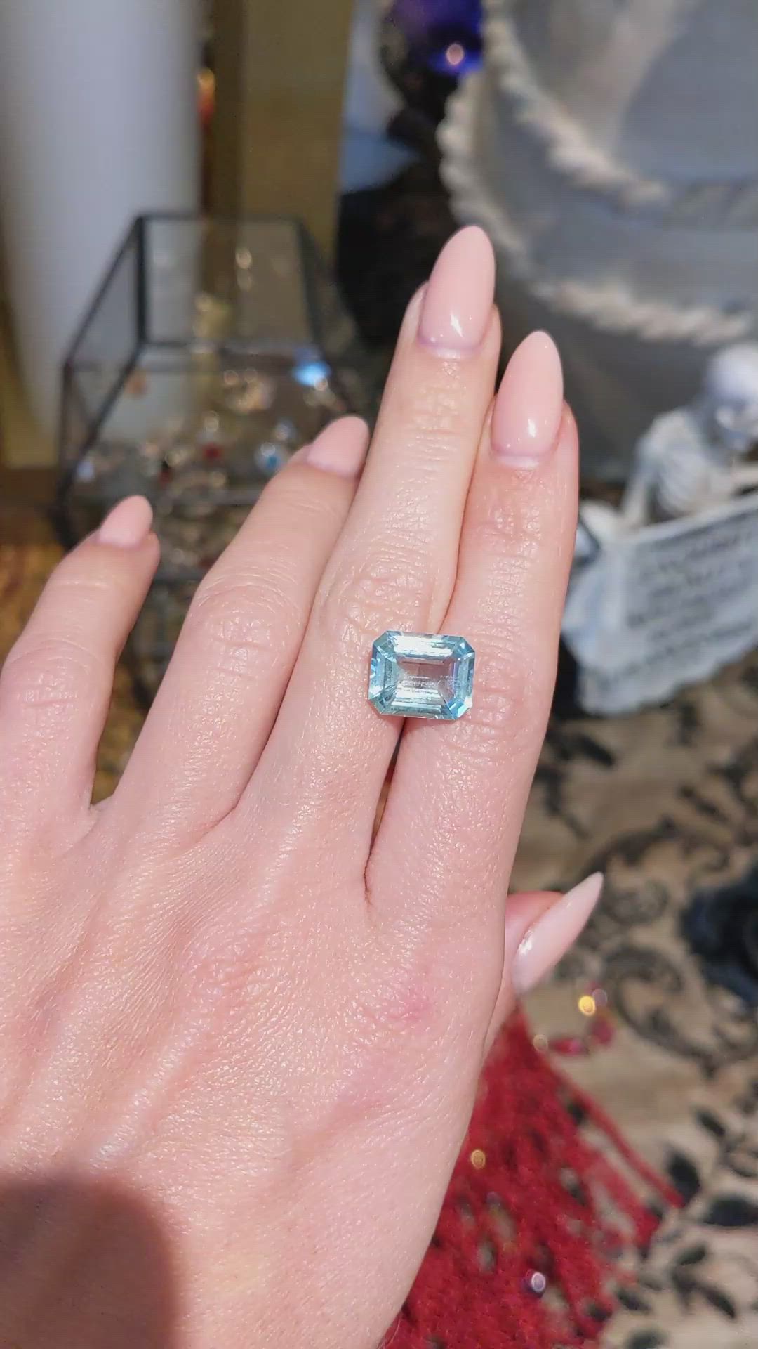 4.55 Ct. Aquamarine from Ceylon (Sri Lanka) Size Video