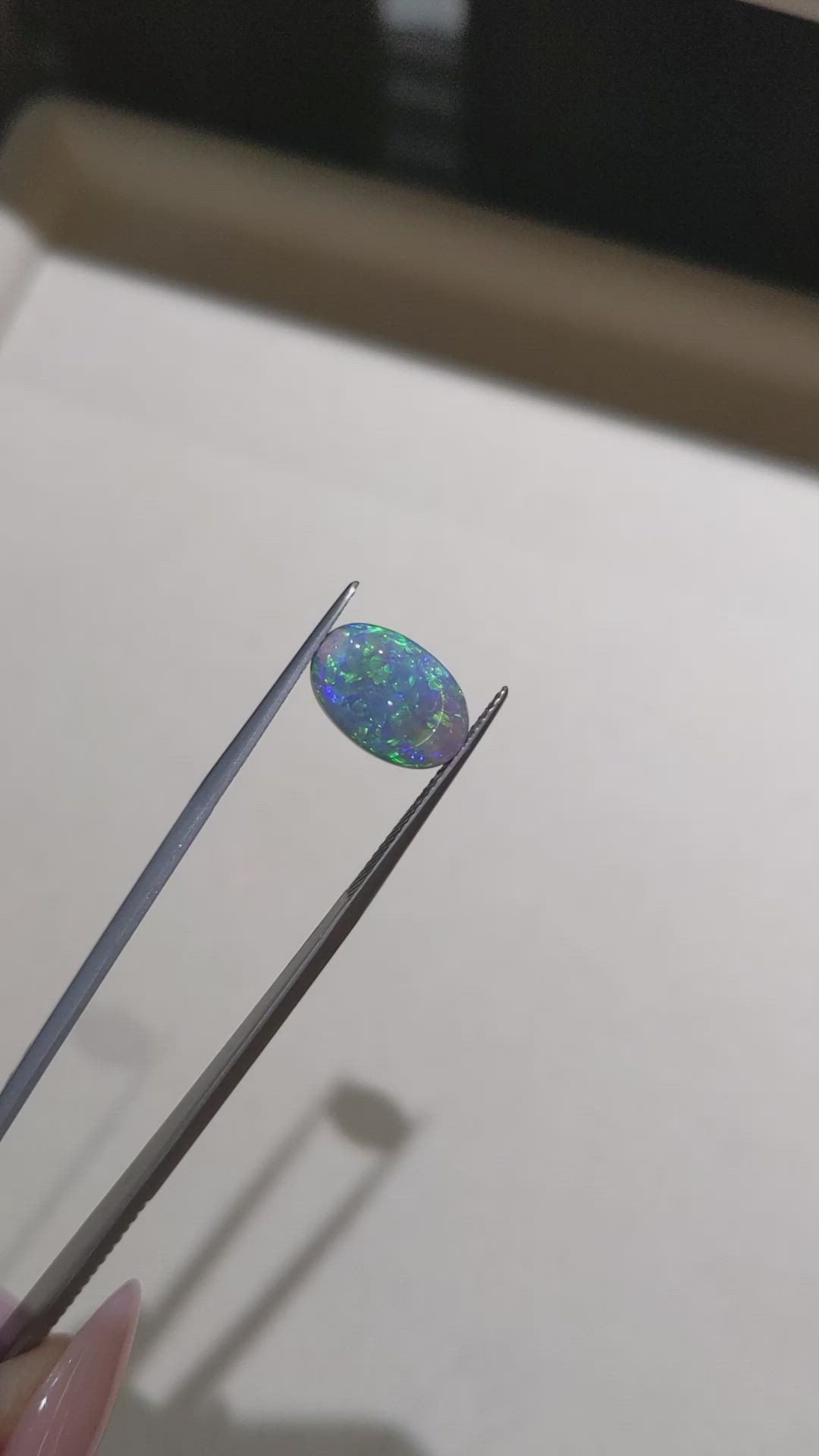 3.91 Ct. Multi Color Cabochon Black Opal from Australia Size Video