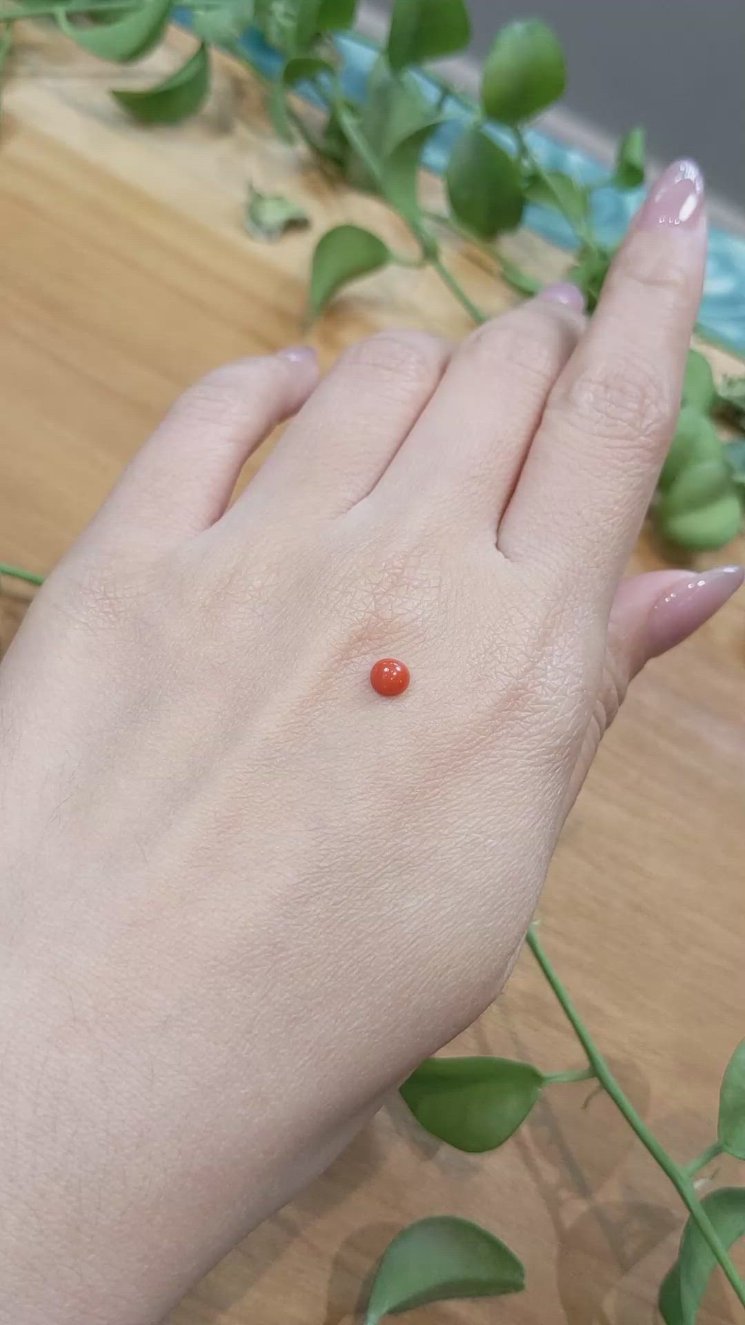 0.45 Ct. Cabochon Coral from Italy Size Video