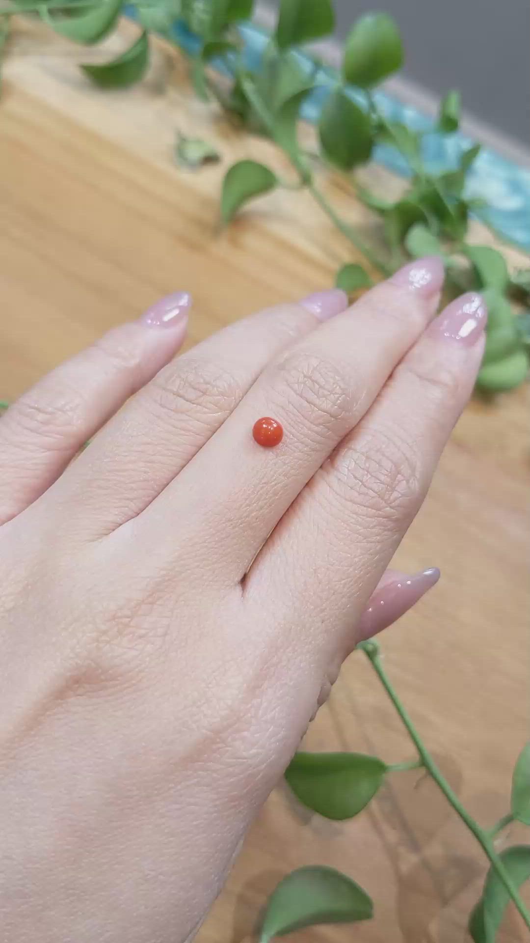 0.45 Ct. Cabochon Coral from Italy Size Video