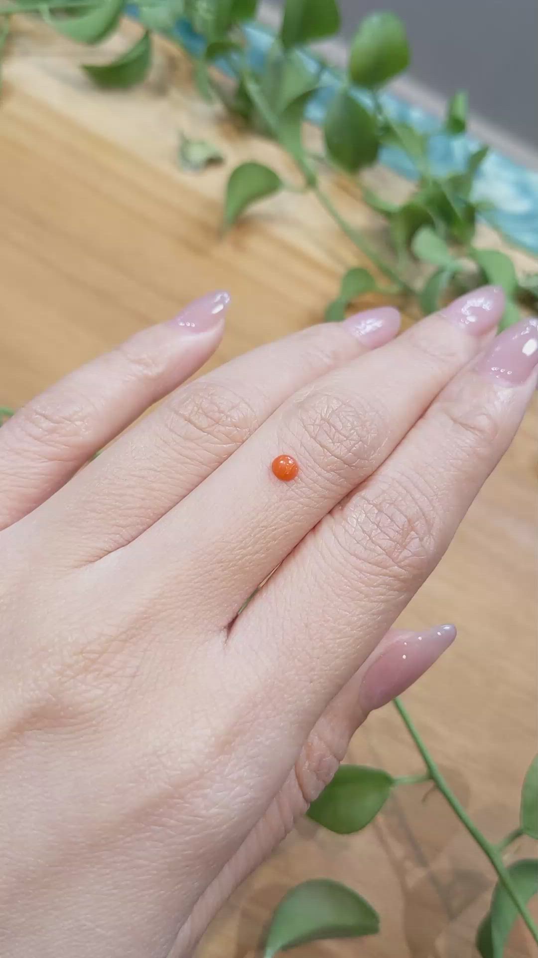 0.19 Ct. Cabochon Coral from Italy Size Video