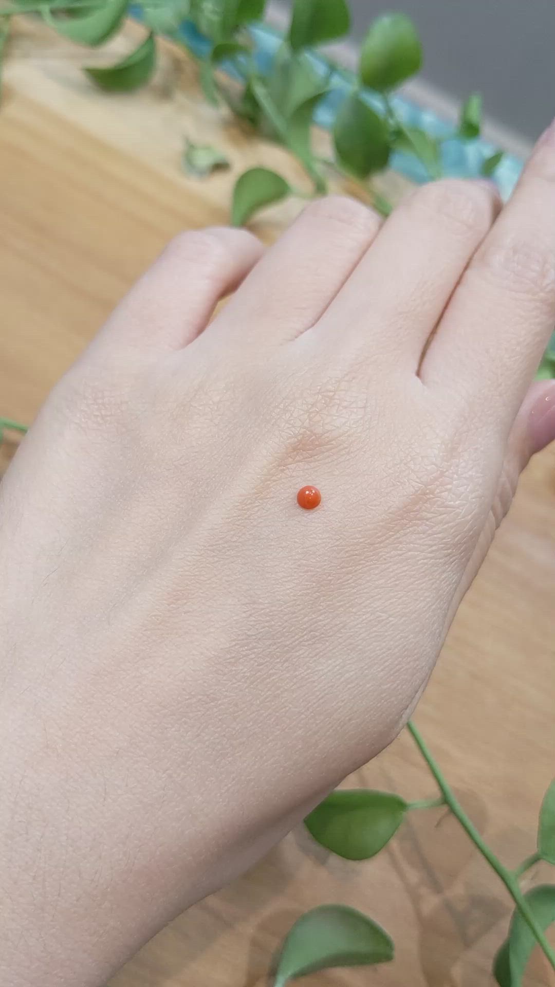 0.16 Ct. Cabochon Coral from Italy Size Video