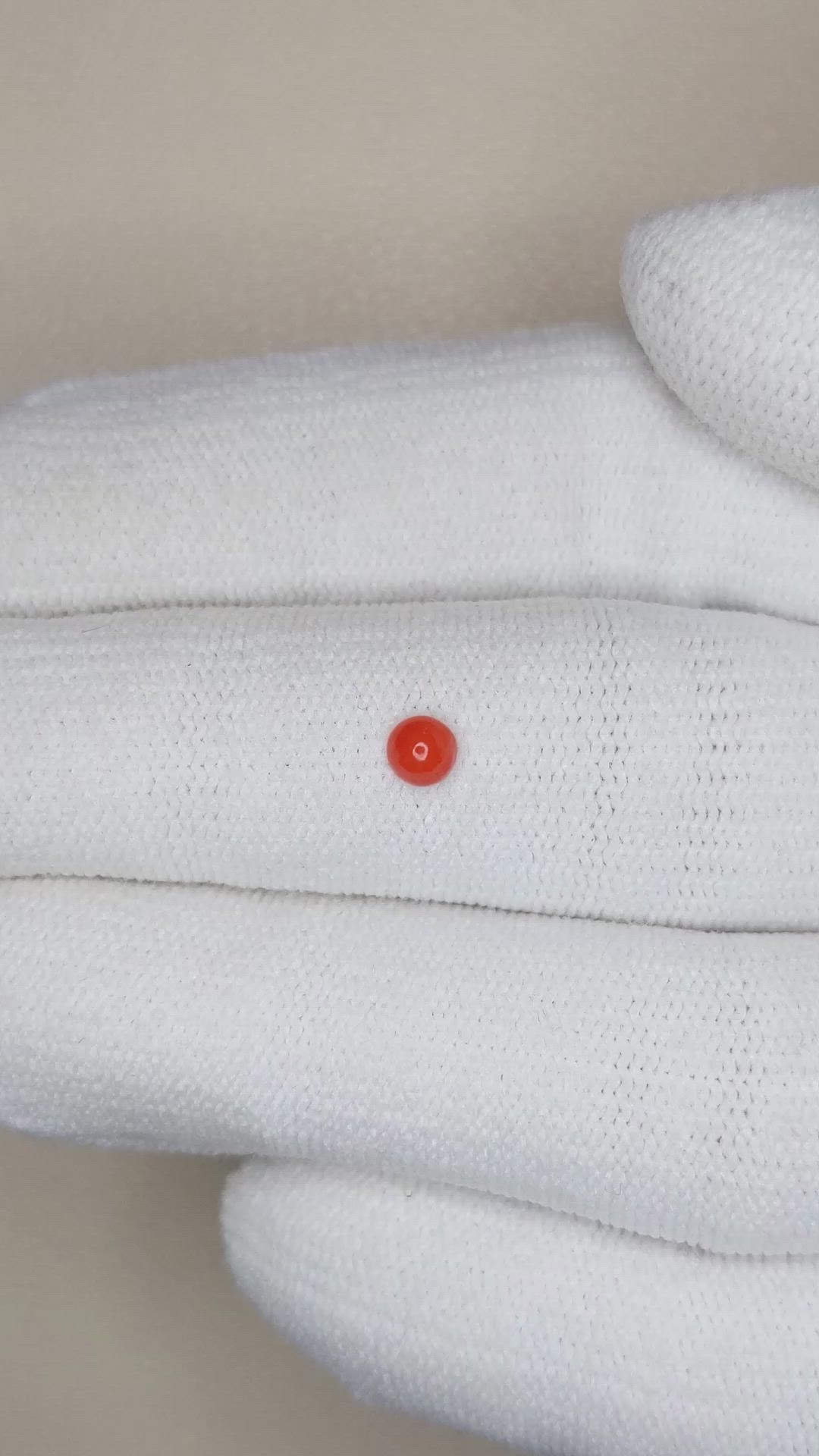 0.16 Ct. Cabochon Coral from Italy Size Video