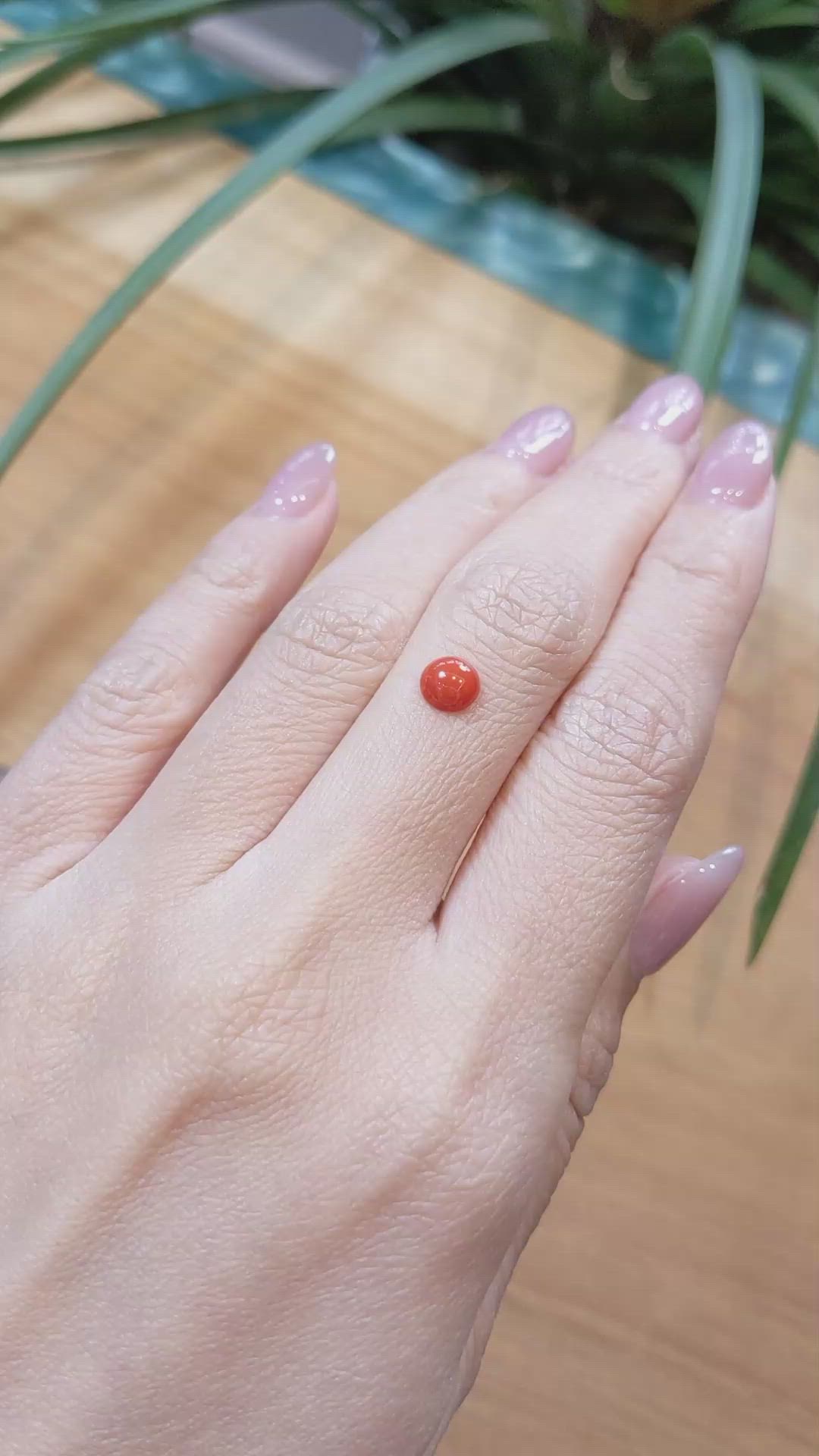 0.62 Ct. Cabochon Coral from Italy Size Video