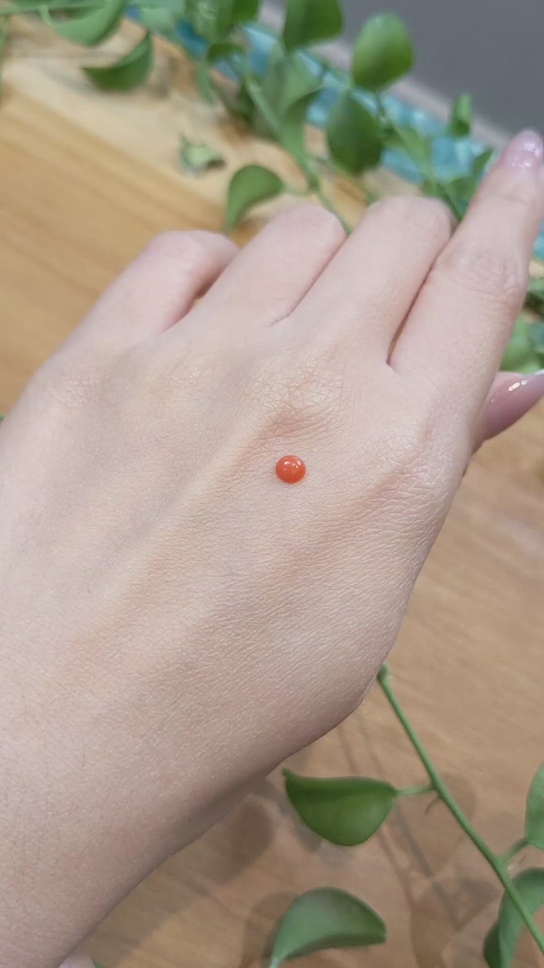 0.24 Ct. Cabochon Coral from Italy Size Video