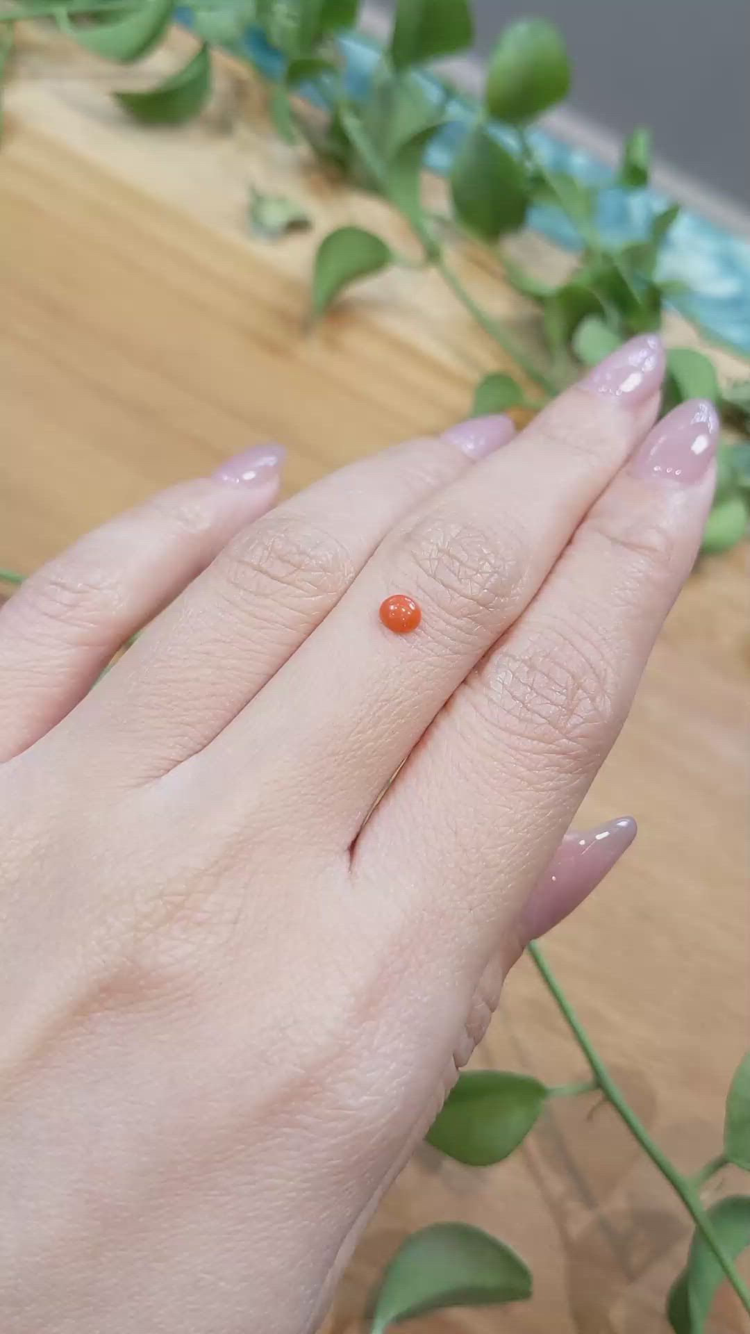 0.24 Ct. Cabochon Coral from Italy Size Video