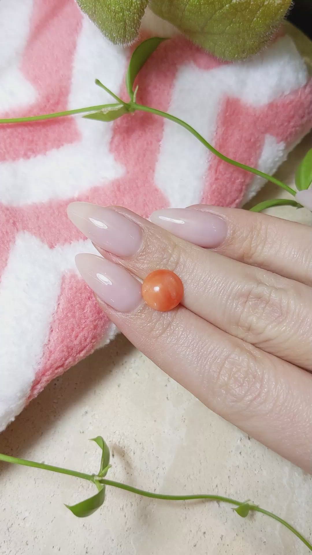 2.06 Ct. Cabochon Coral from Italy Size Video