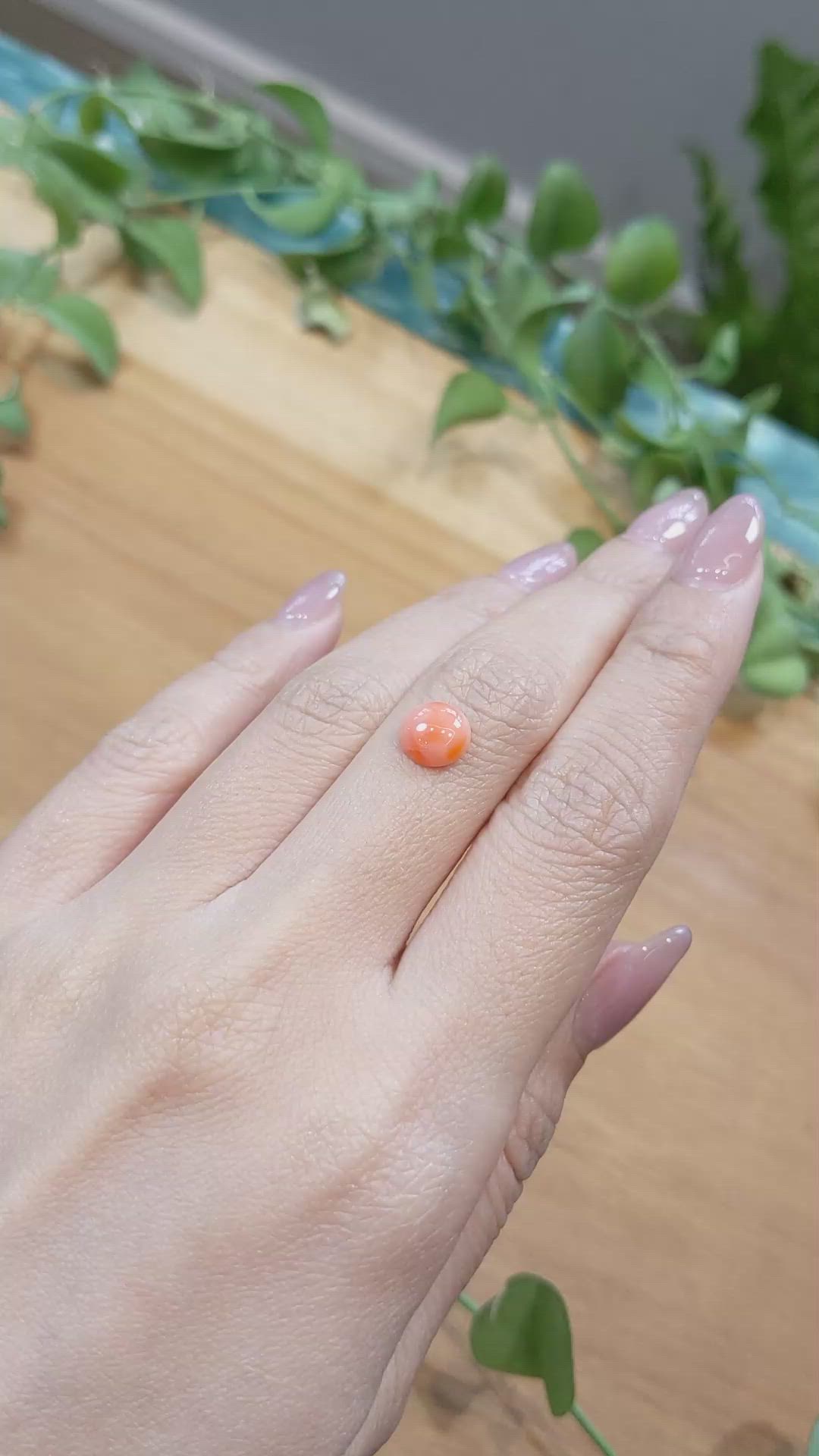 1.31 Ct. Cabochon Coral from Italy Size Video