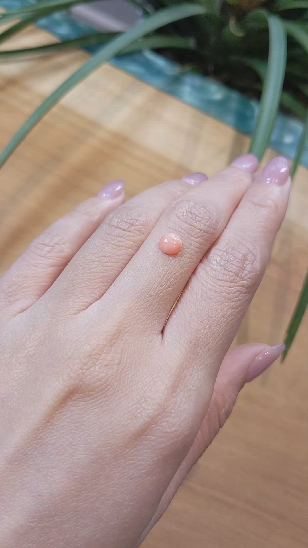 0.73 Ct. Cabochon Coral from Italy Size Video