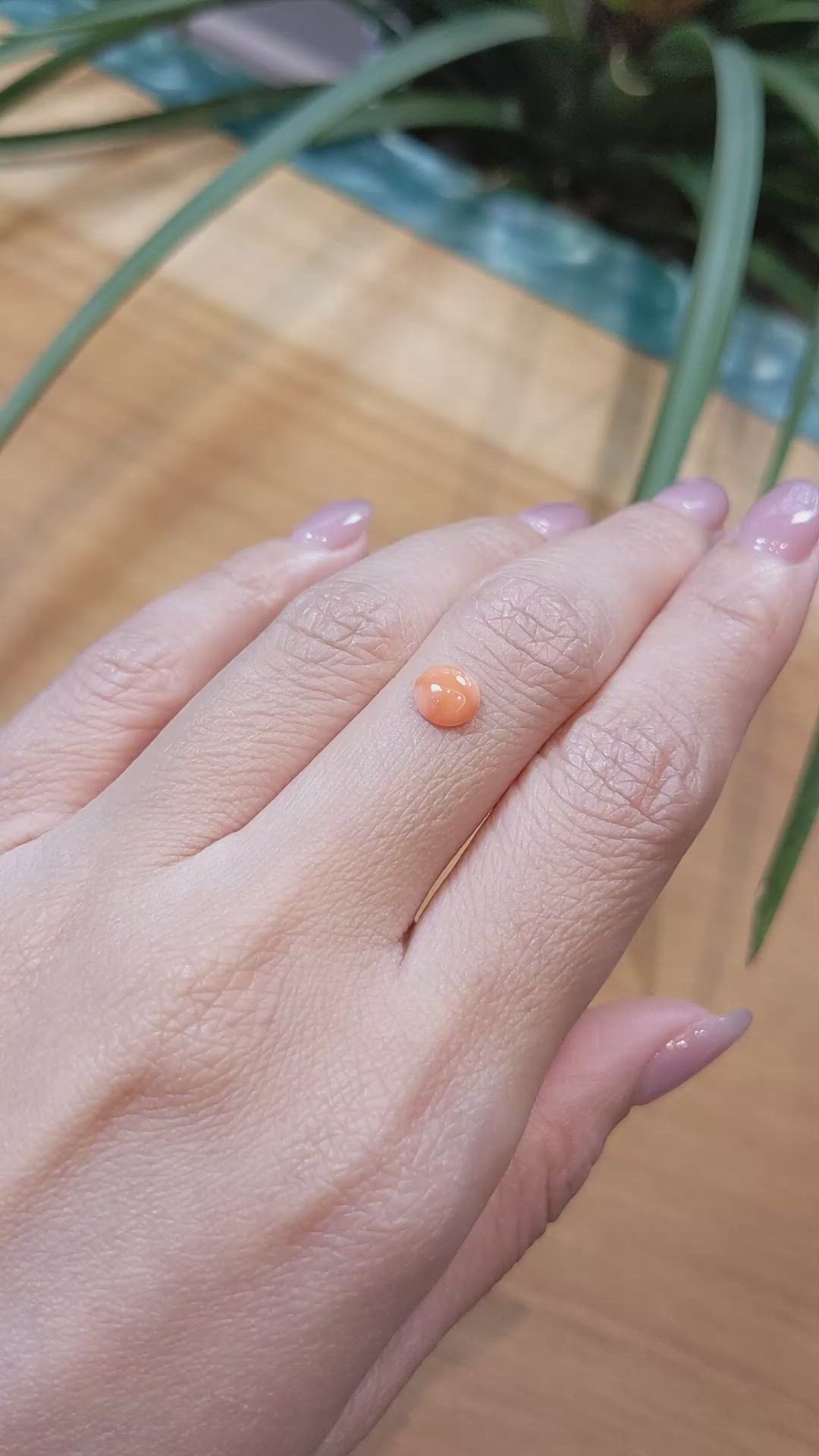 0.57 Ct. Cabochon Coral from Italy Size Video
