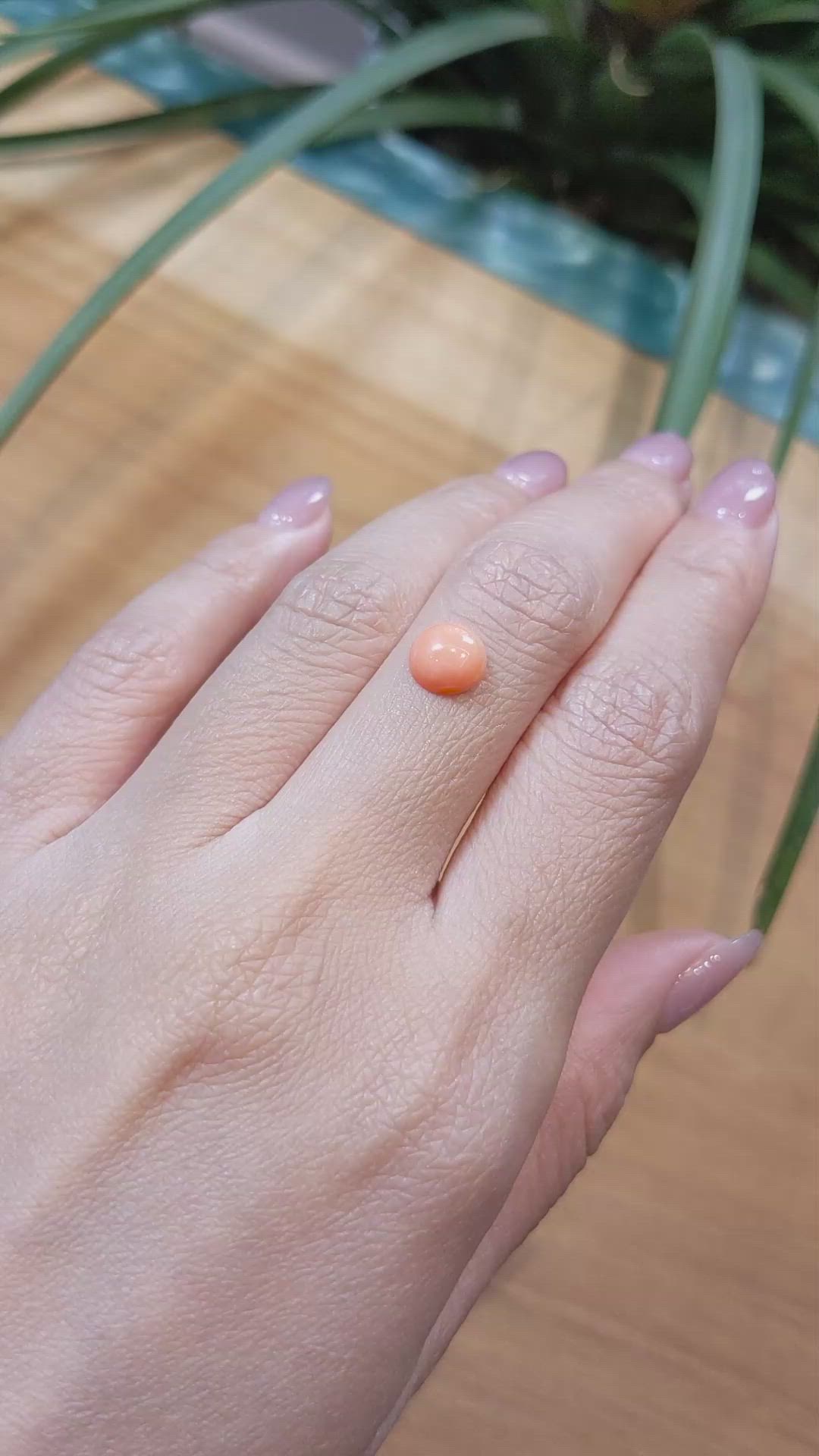 1.58 Ct. Cabochon Coral from Italy Size Video