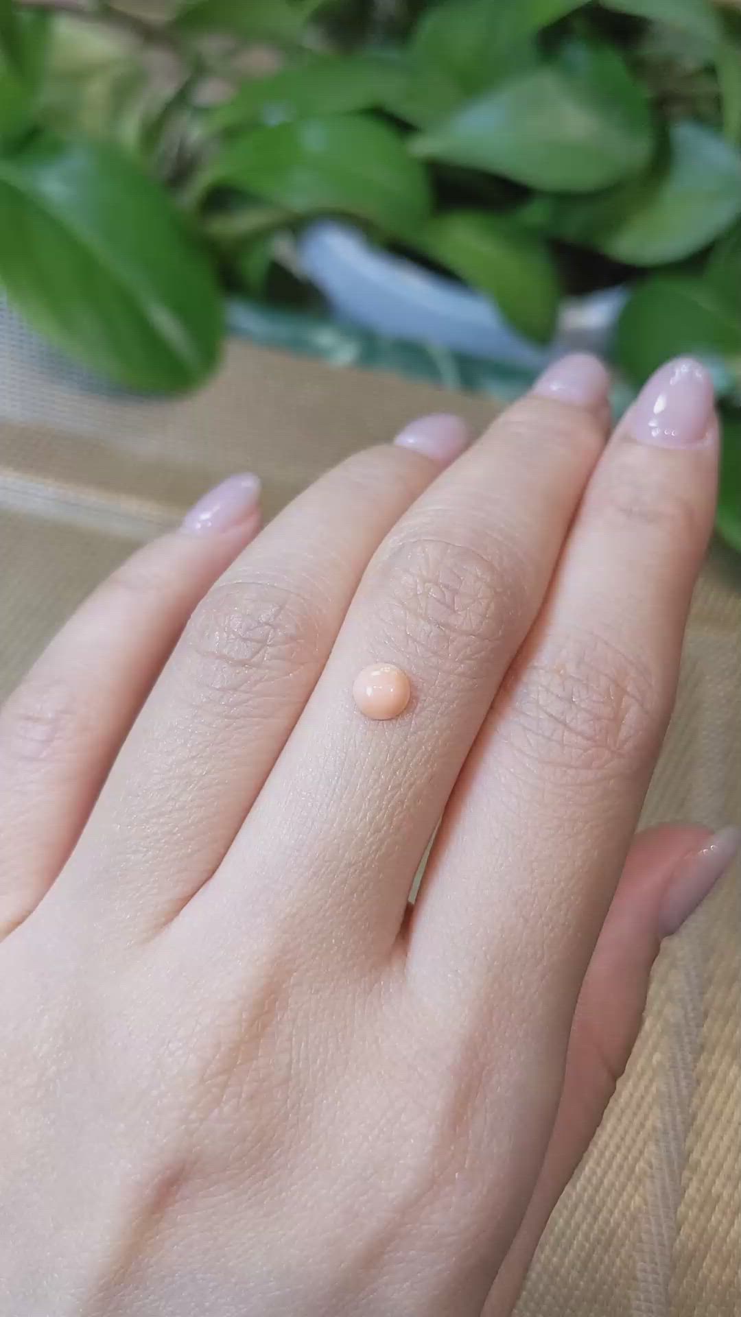 0.38 Ct. Cabochon Coral from Italy Size Video